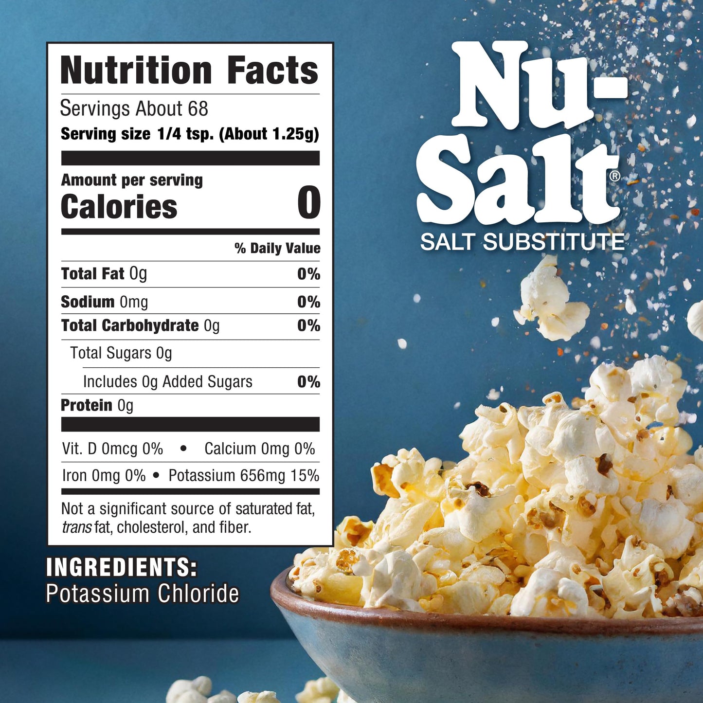 Nu-Salt Sodium-Free Salt Substitute (3 Pack) Contains Potassium Chloride, Table Salt Alternative, Vegan, Good for Chips, Pretzel