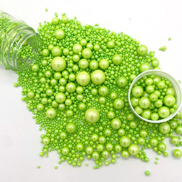 Weraru Edible Green Pearl Sugar Sprinkles Candy Mixing Size Baking Edible Cake Decorations Cupcake Toppers Cookie Decorating Cel