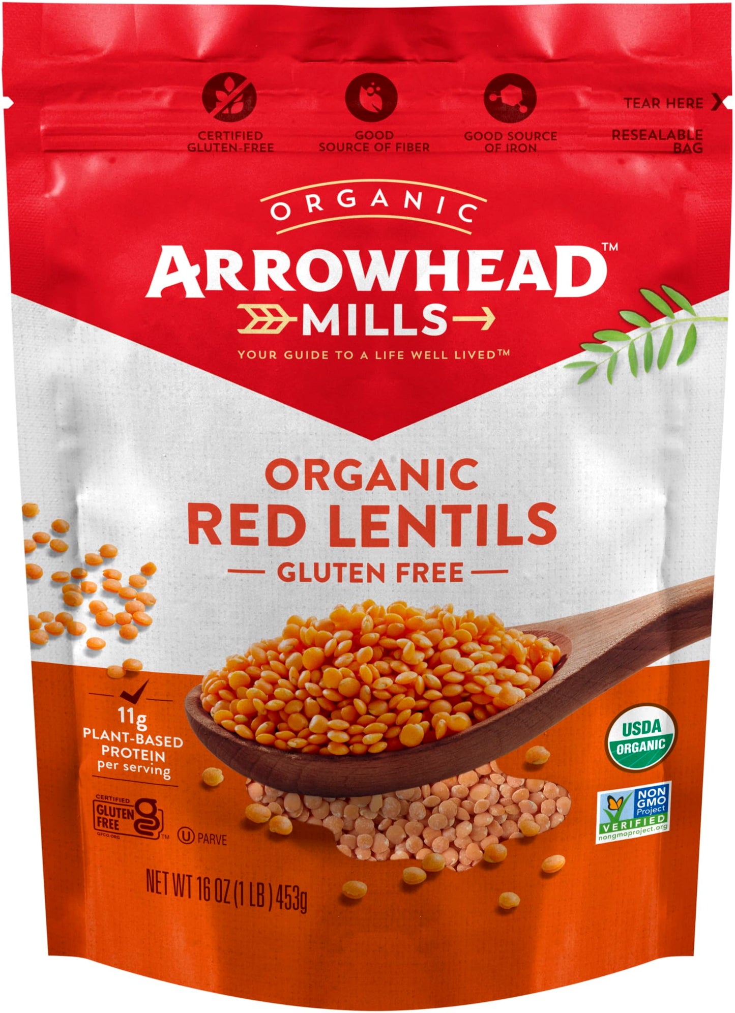 Arrowhead Mills Organic Red Lentils, 16 oz Bag