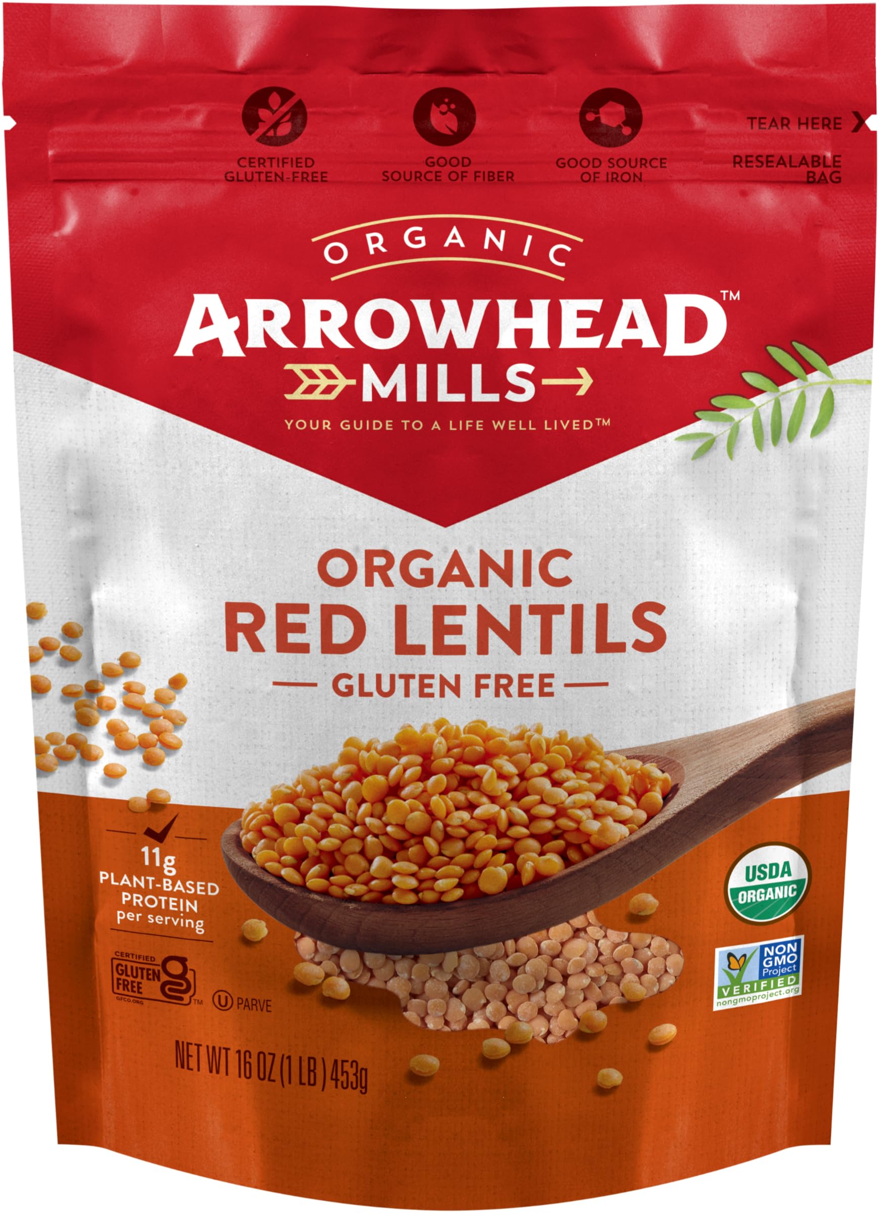 Arrowhead Mills Organic Red Lentils, 16 oz Bag