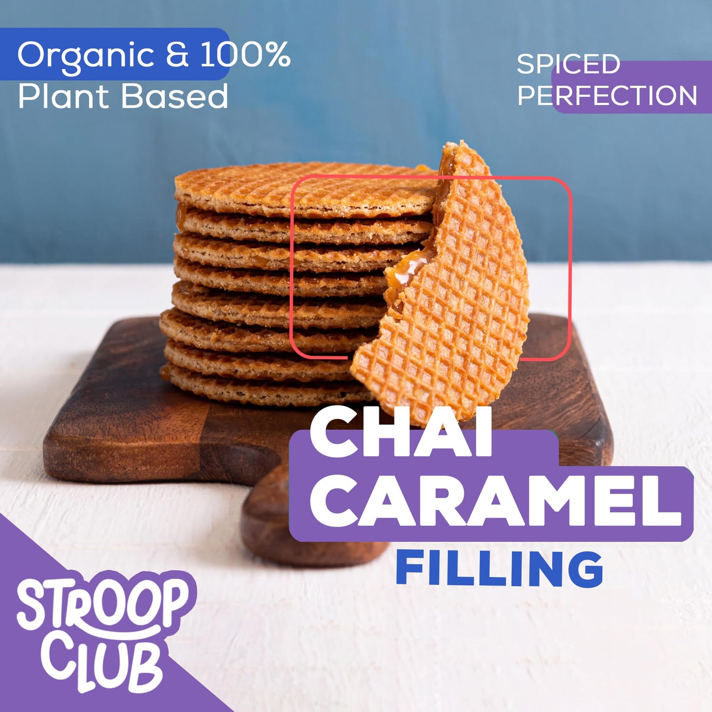 Stroop Club Chai Infused Organic Stroopwafel Caramel Treats | Vegan, Plant-Based And Dutch-Approved Indulgence - 24 Vegan Waffle