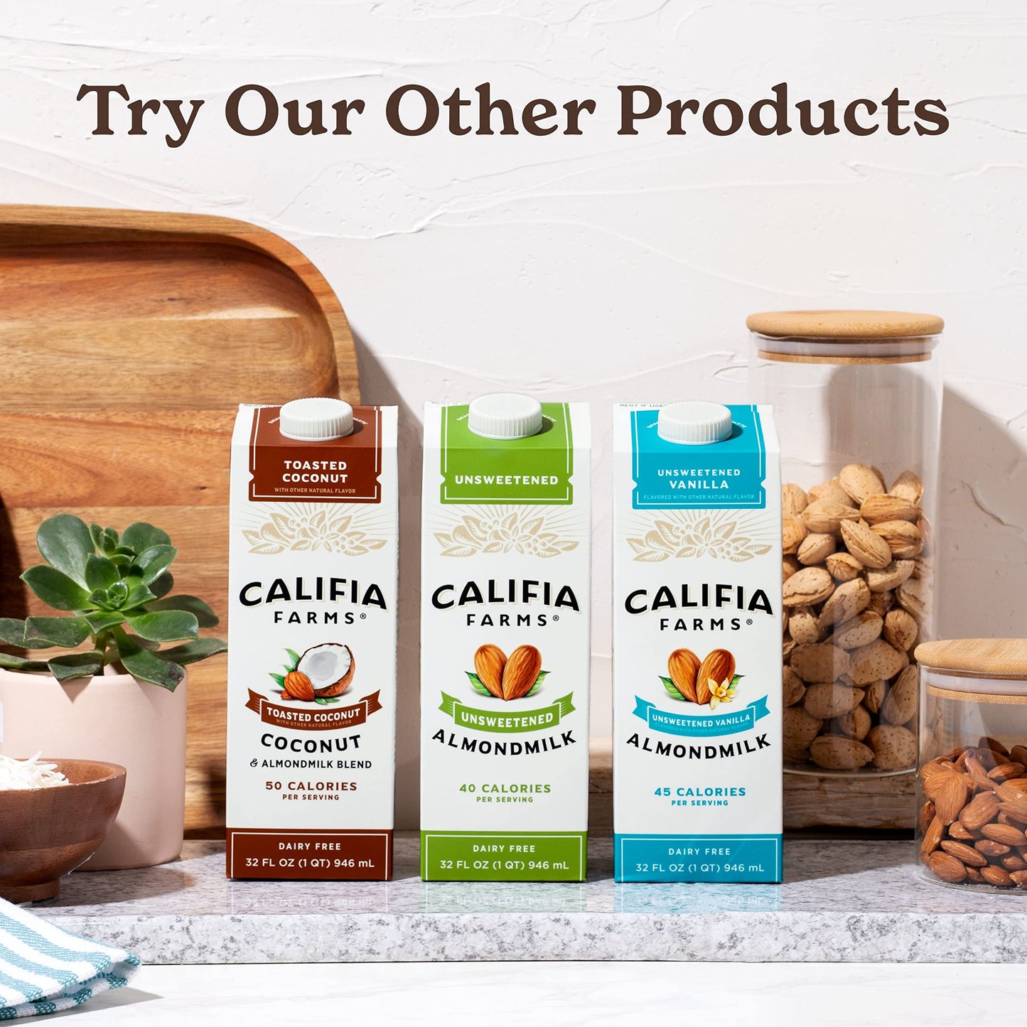 Califia Farms - Toasted Coconut Almond Milk, 32 Oz, Dairy Free, Vegan, Plant Based, Shelf Stable, Vegan, Gluten Free, Non Gmo, S