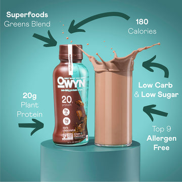 OWYN Only What You Need Vegan Protein Shake, 20g Plant Based Protein from Organic Pumpkin seed, Organic Flax oil, Pea, Prebiotic