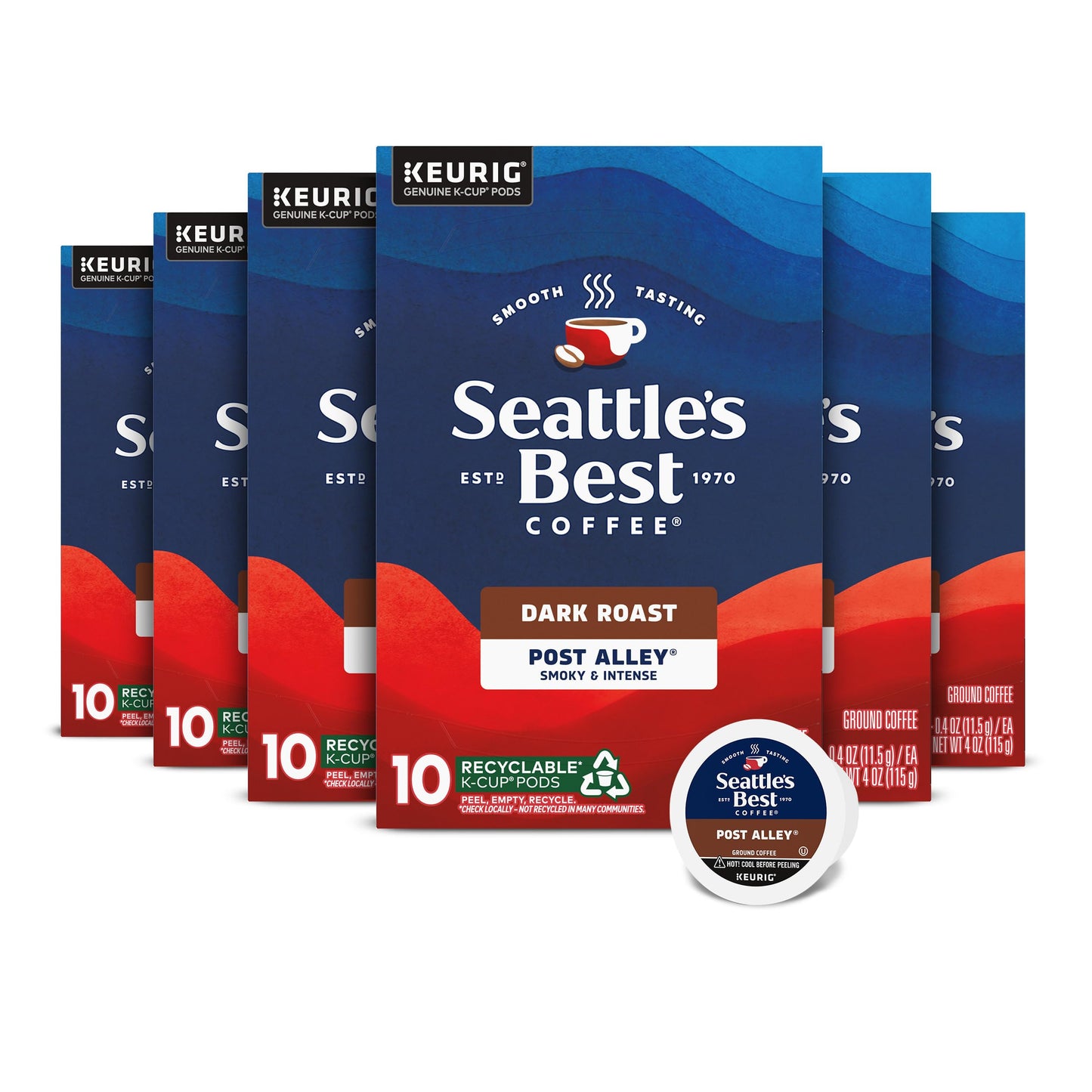 Seattles Best Coffee Post Alley Blend Dark Roast K-Cup Pods | 6 boxes of 10 (60 Total Pods)