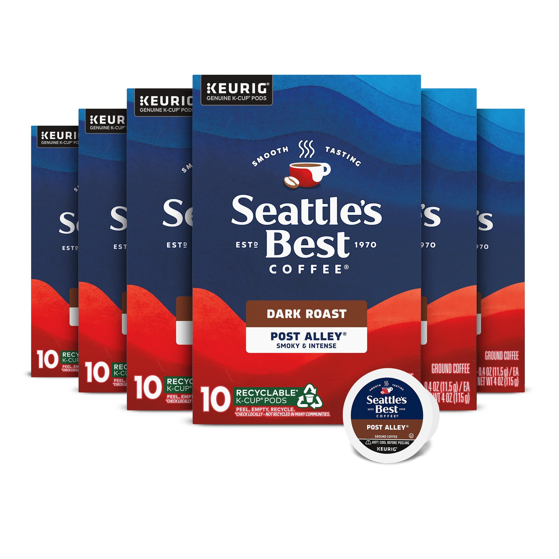Seattles Best Coffee Post Alley Blend Dark Roast K-Cup Pods | 6 boxes of 10 (60 Total Pods)