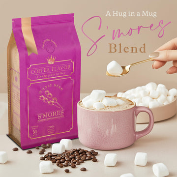 Smores Flavored Whole Bean Coffee - Organic, Single Origin, Medium Roast, 100% Arabica, Naturally Flavored - 16 Oz Bag - By Coff