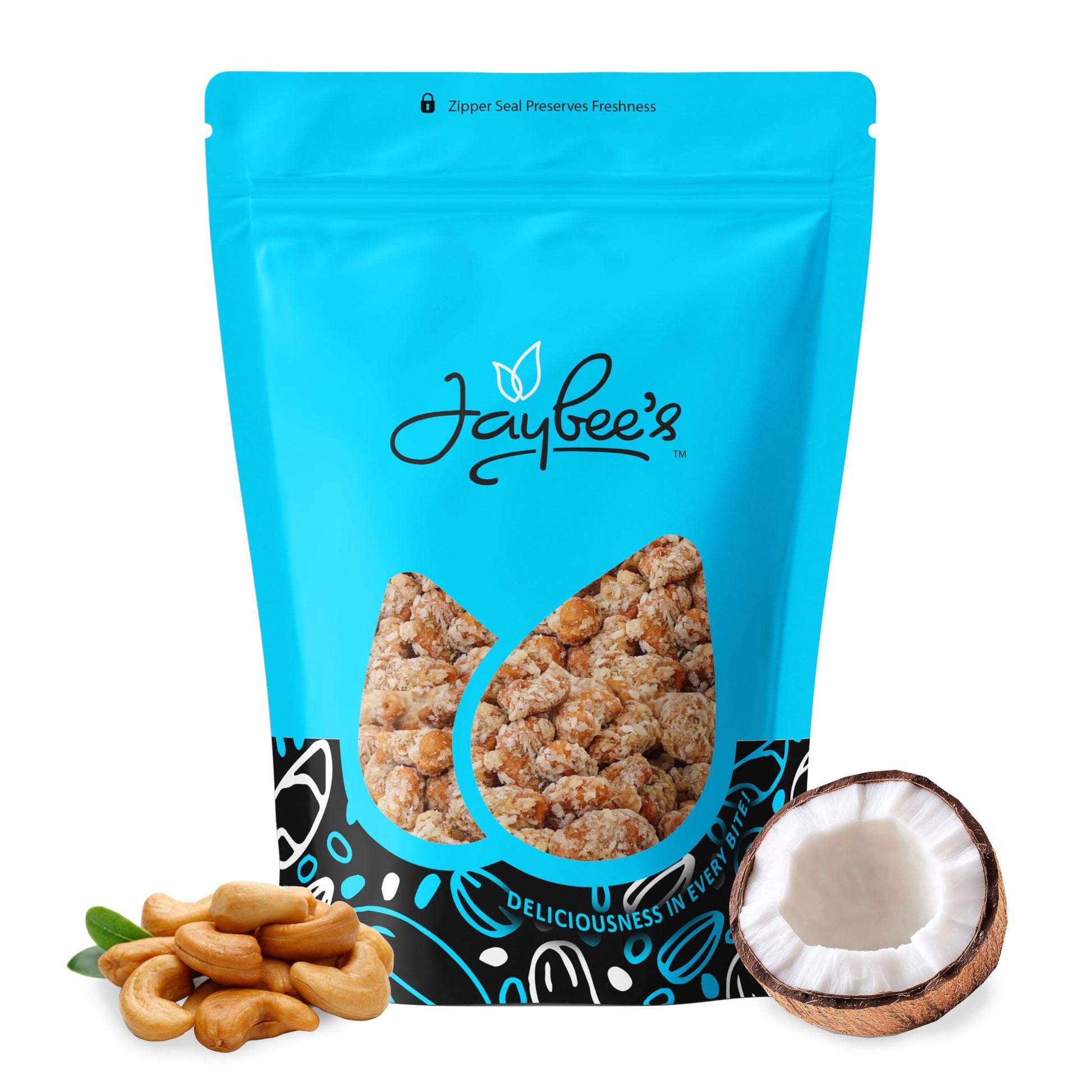 Coconut Toffee Cashew 24 oz Resealable Pouch | Gurmet Holiday Snack, Perfect for Gifting, Stocking Stuffers & Festive Treats | J