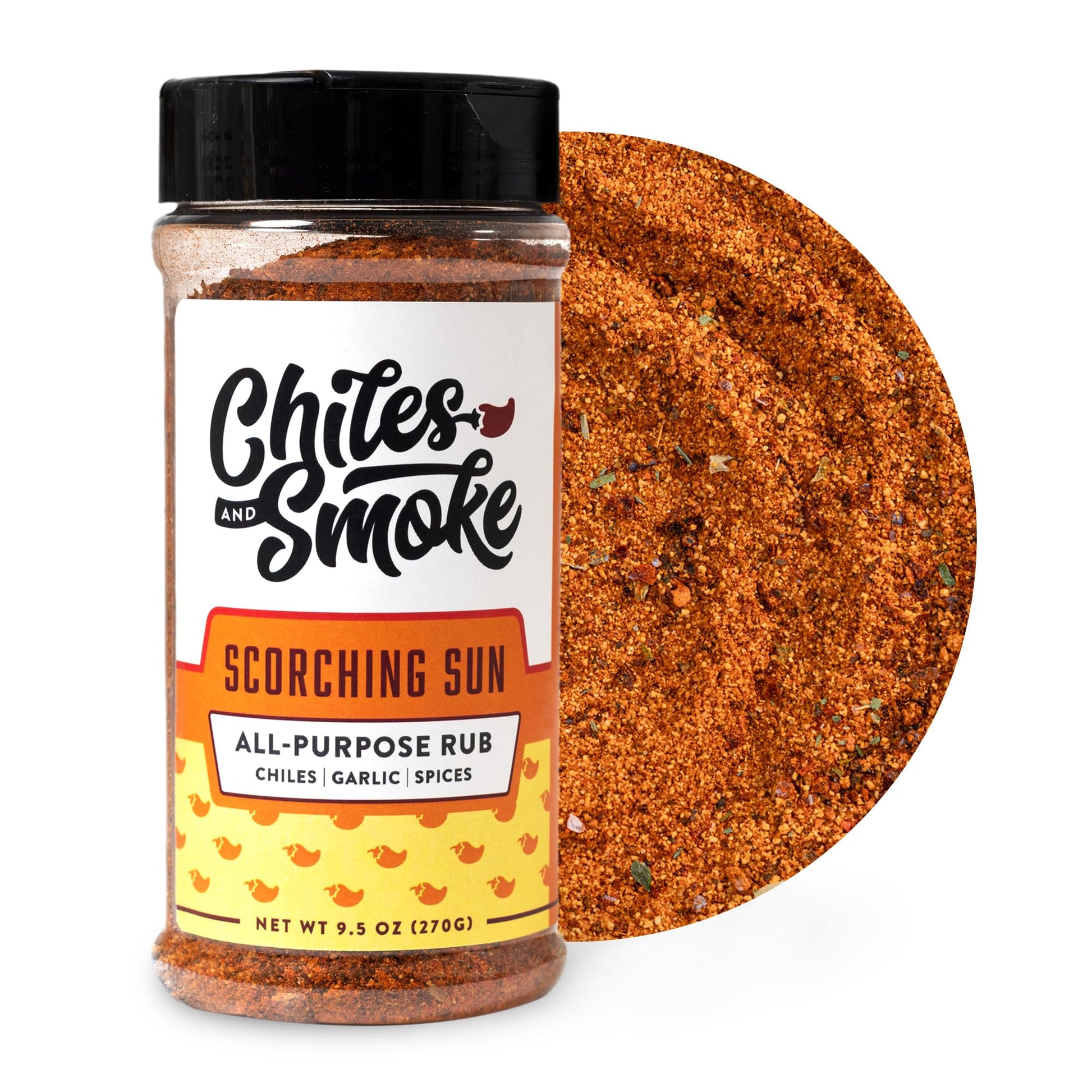 Chiles And Smoke - Scorching Sun All Purpose Seasoning For Chicken Thighs, Meats, Seafood & More, Hot Taco Seasoning With Spices, Low-Sodium Cooking Grilling Gifts, No Dairy, Gluten & Msg, 270 G