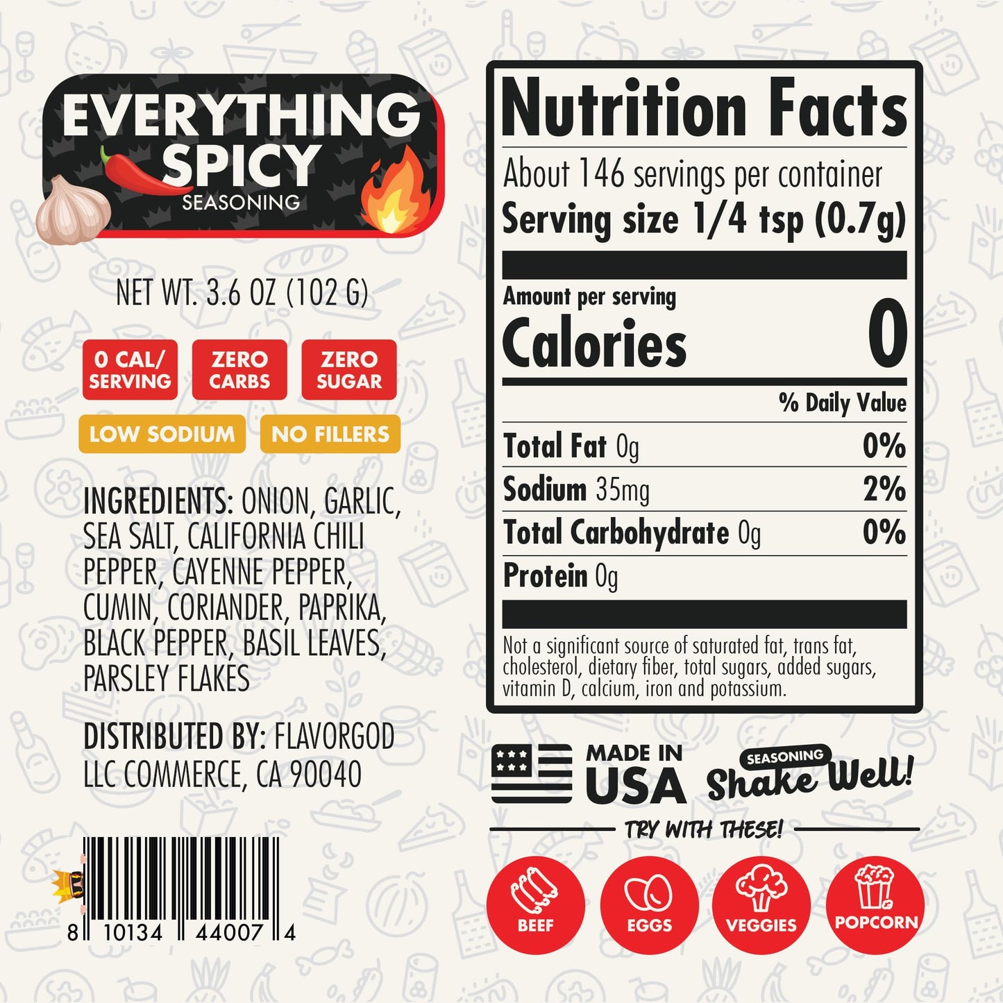 Flavor God Everything Spicy Seasoning Mix - All Natural Spice Blend, Large (Pack of 2), Kosher, Low Sodium, Vegan, Keto Friendly