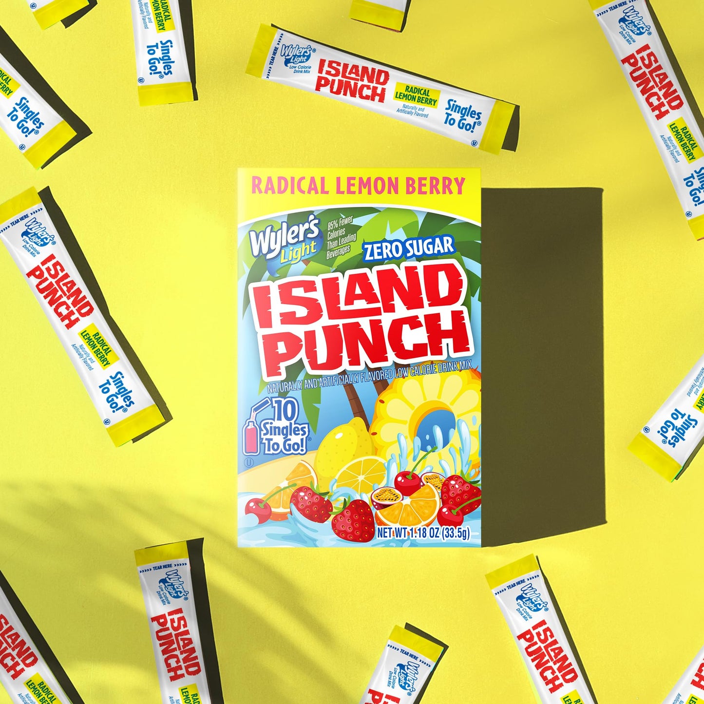 Wylers Light Island Punch Drink Mix, Radical Lemon Berry, 10 Count, 0.98 Ounce (Pack of 12), Model 072392344352