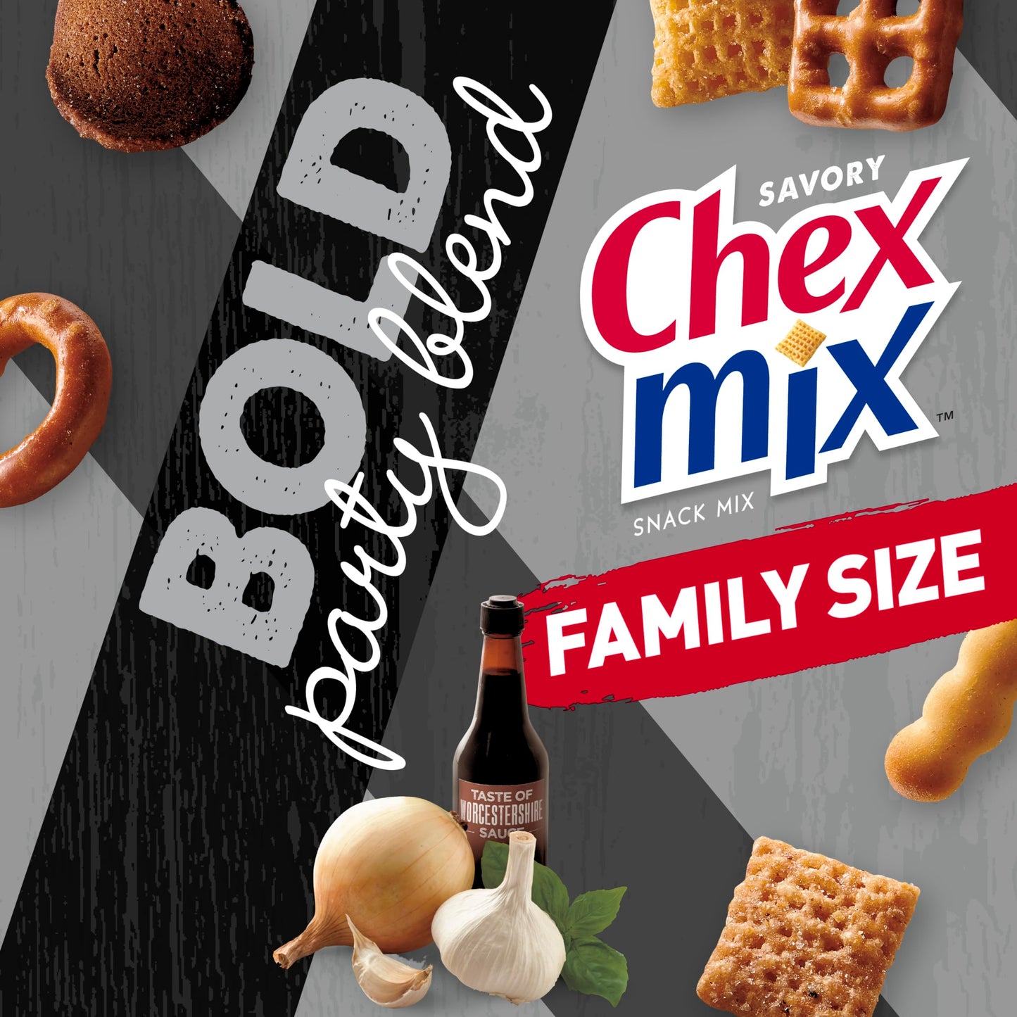 Chex Mix Bold Party Blend Savory Snack Mix, Family Size, 13.5 oz