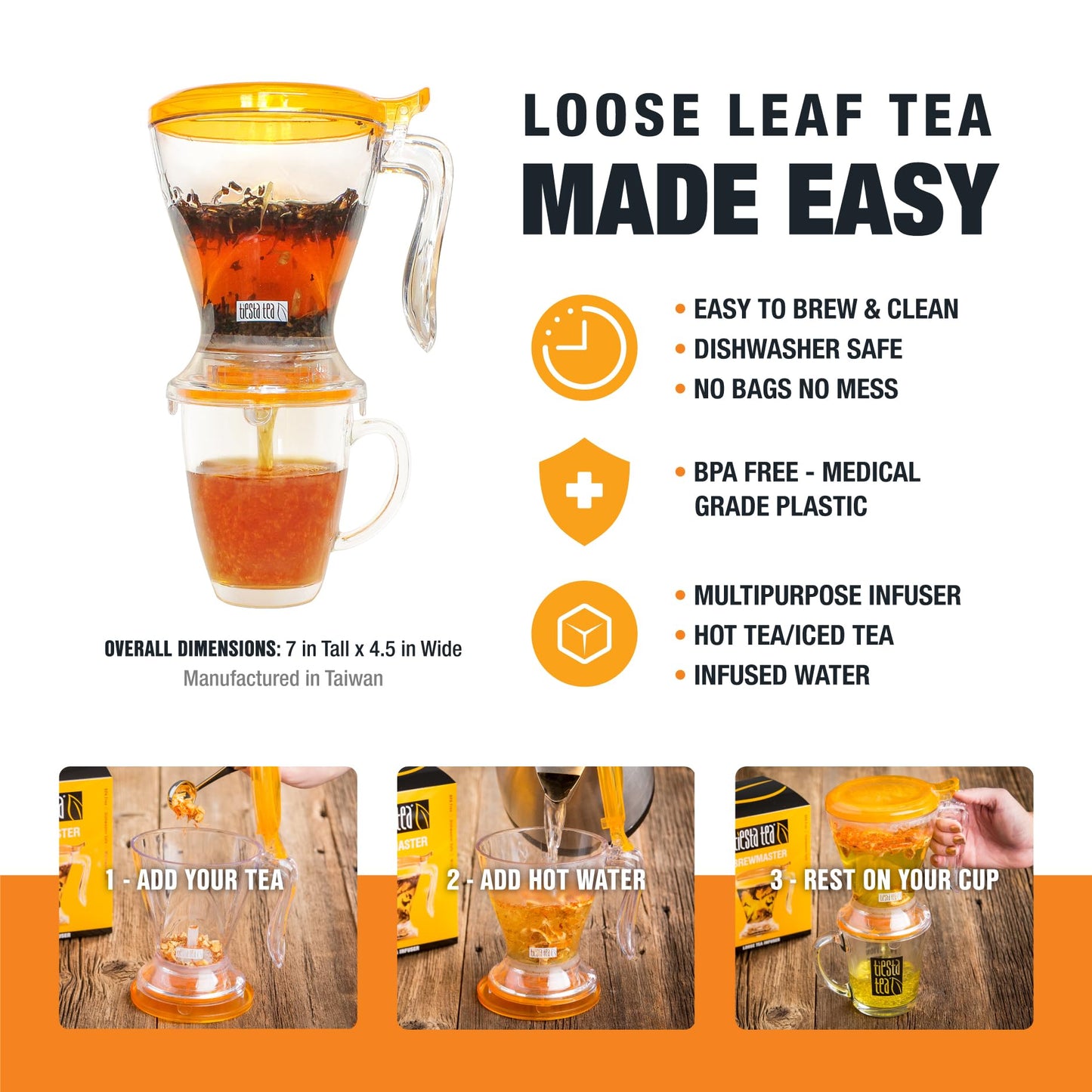Tiesta Tea Ultimate Live Loose Kit - 8 Piece Set with Black, Green & Herbal Tea Samples, 16 oz Infuser, Brews Hot & Iced Tea