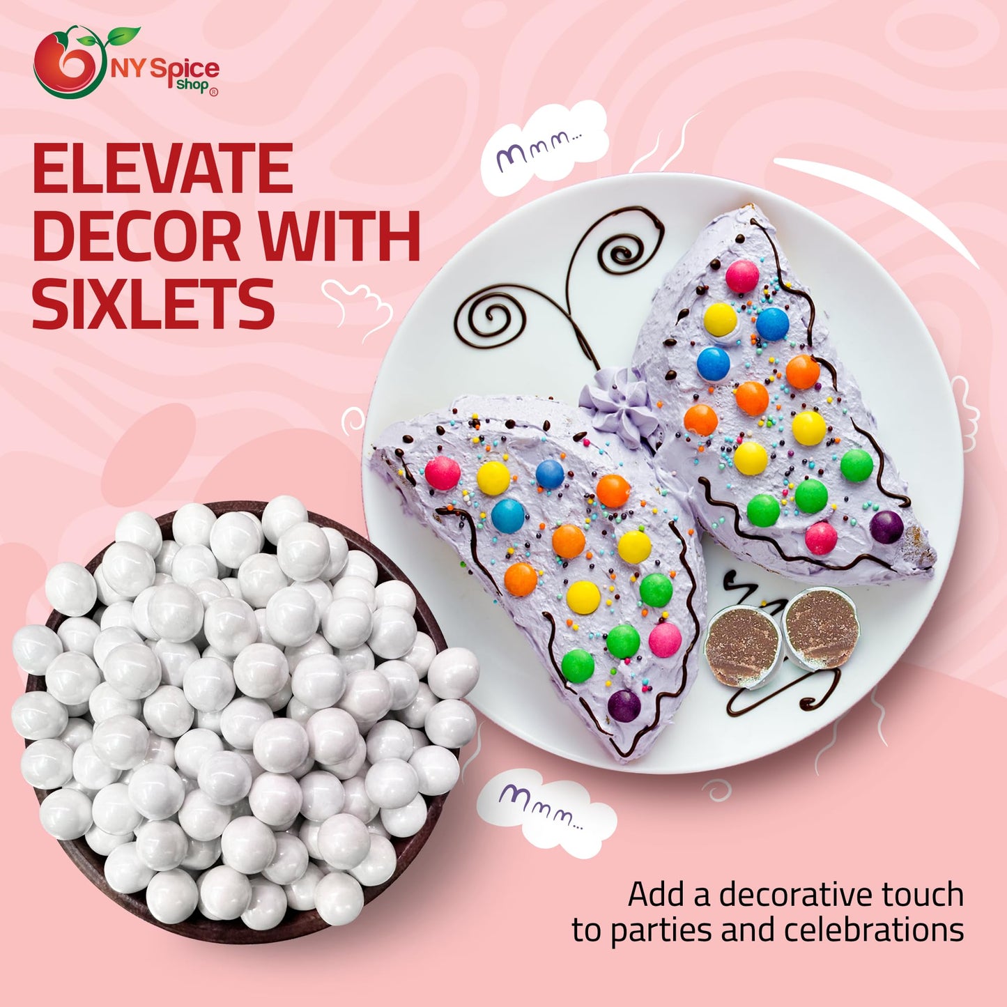 NY Spice Shop White Sixlets Chocolate Candy Balls - Bulk 1 Pound, Pearl Party Décor