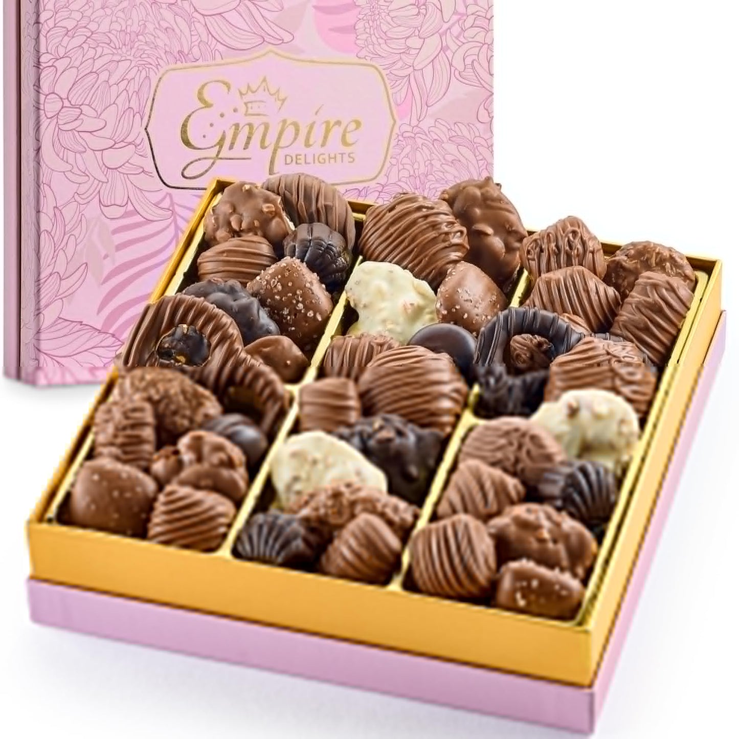 Chocolate Gift Box With Assorted Gourmet Chocolate - Pink Floral Gift Box - Food Gift Basket For Women - Birthday  Thank You  Present Idea For Her  Holiday Gift