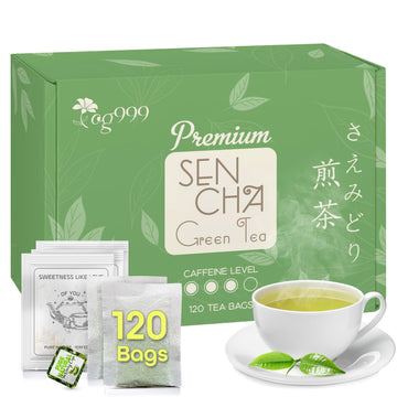 TOG999, Premium 120 Sencha Green Tea Bags, 100% Natural & Pure from Sencha Green Tea Leaves. Loose Leaf Sencha Herbal Tea. No Su