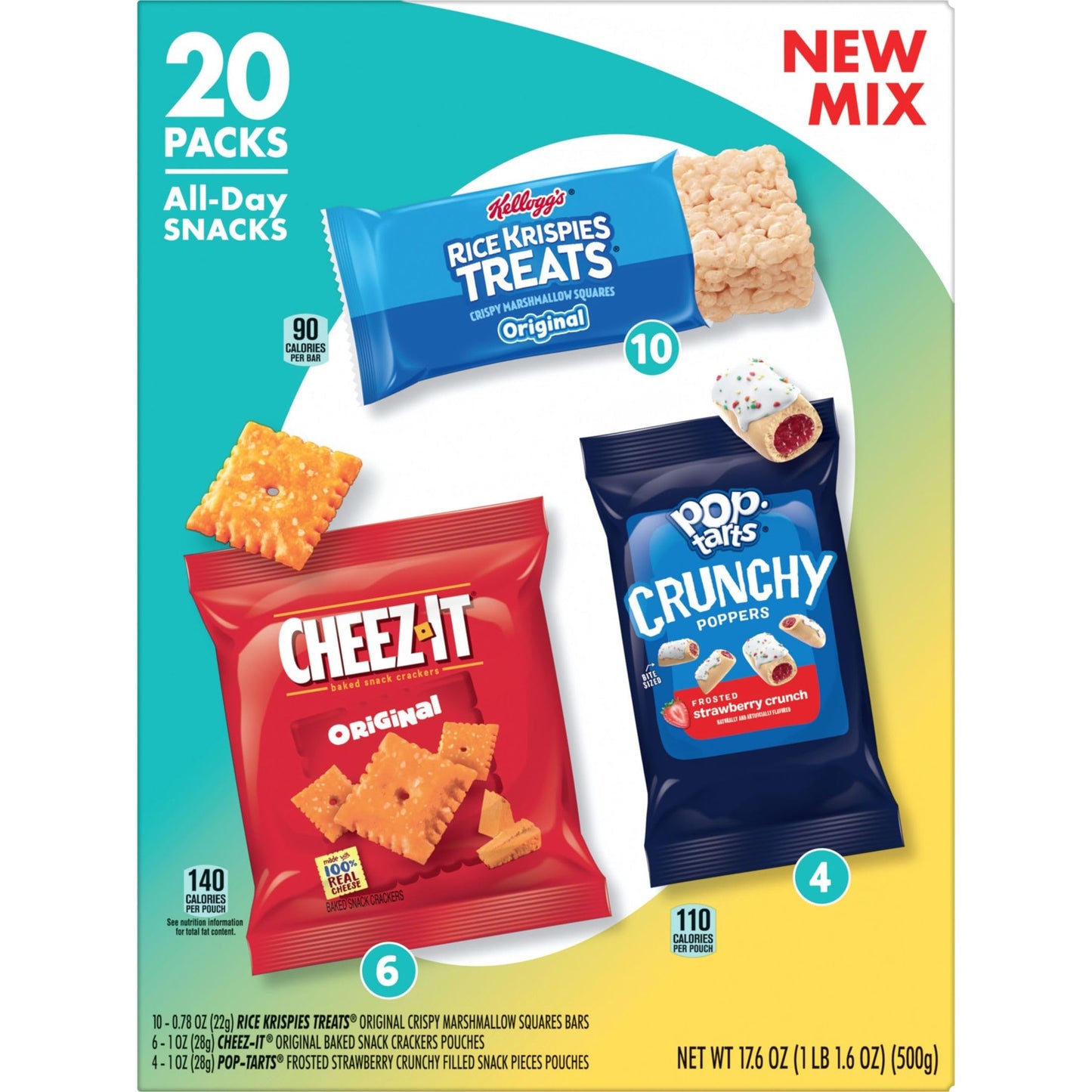 Kellogg'S Cheez-It, Pop-Tarts & Rice Krispies Treats All-Day Snacks Variety Pack, 17.6Oz Box (20 Count)