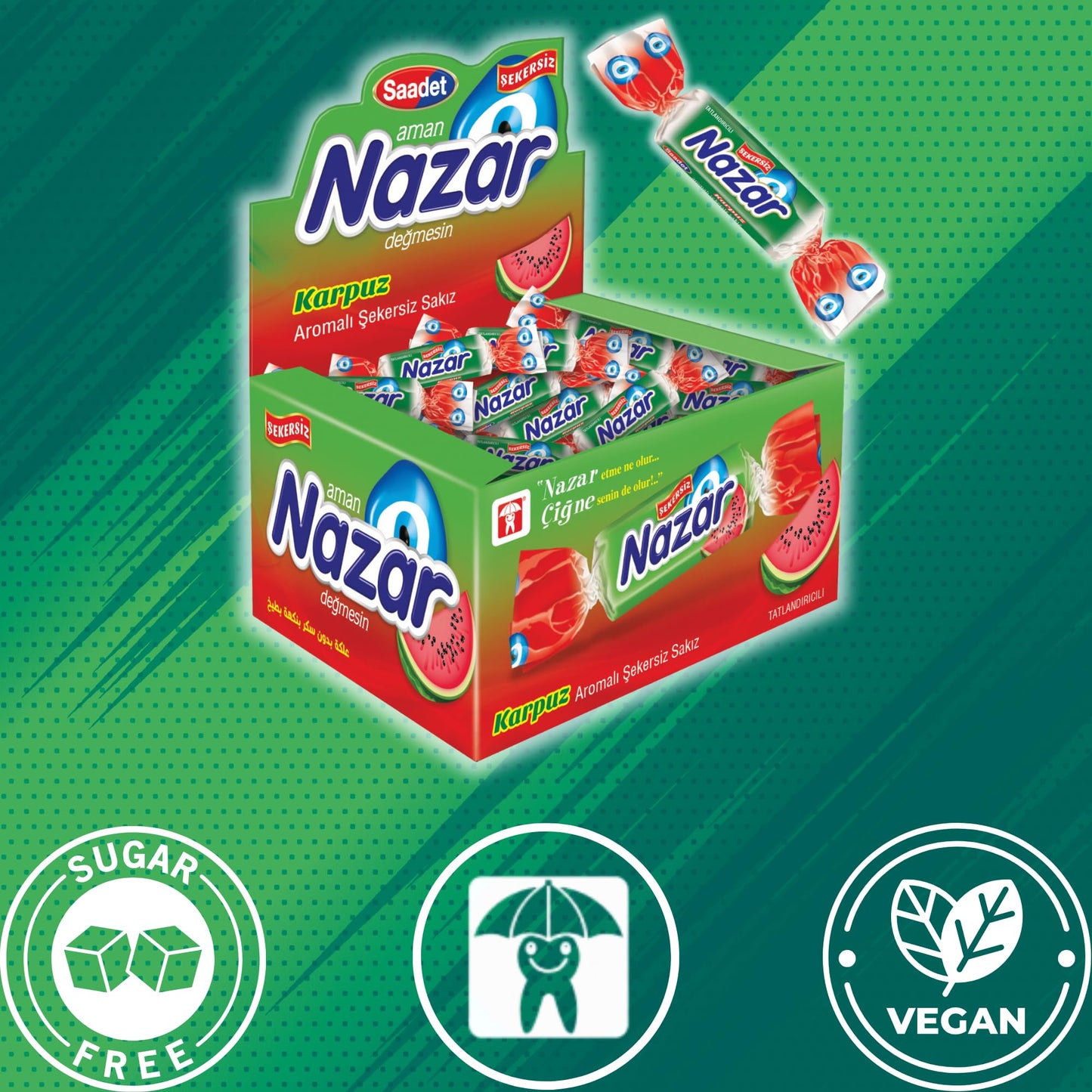 Nazar Watermelon Breeze Sugar-Free Jawline Exerciser Chewing Gum | Freshens Your Breath | Supports Oral Health | Individually Wr