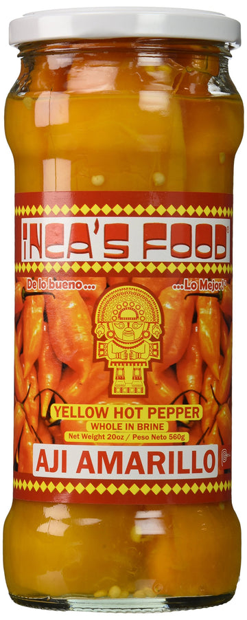 Incas Food, Aji Amarillo Enteros en Salmuera, Yellow Hot Pepper Whole in Brine, 20 Ounce