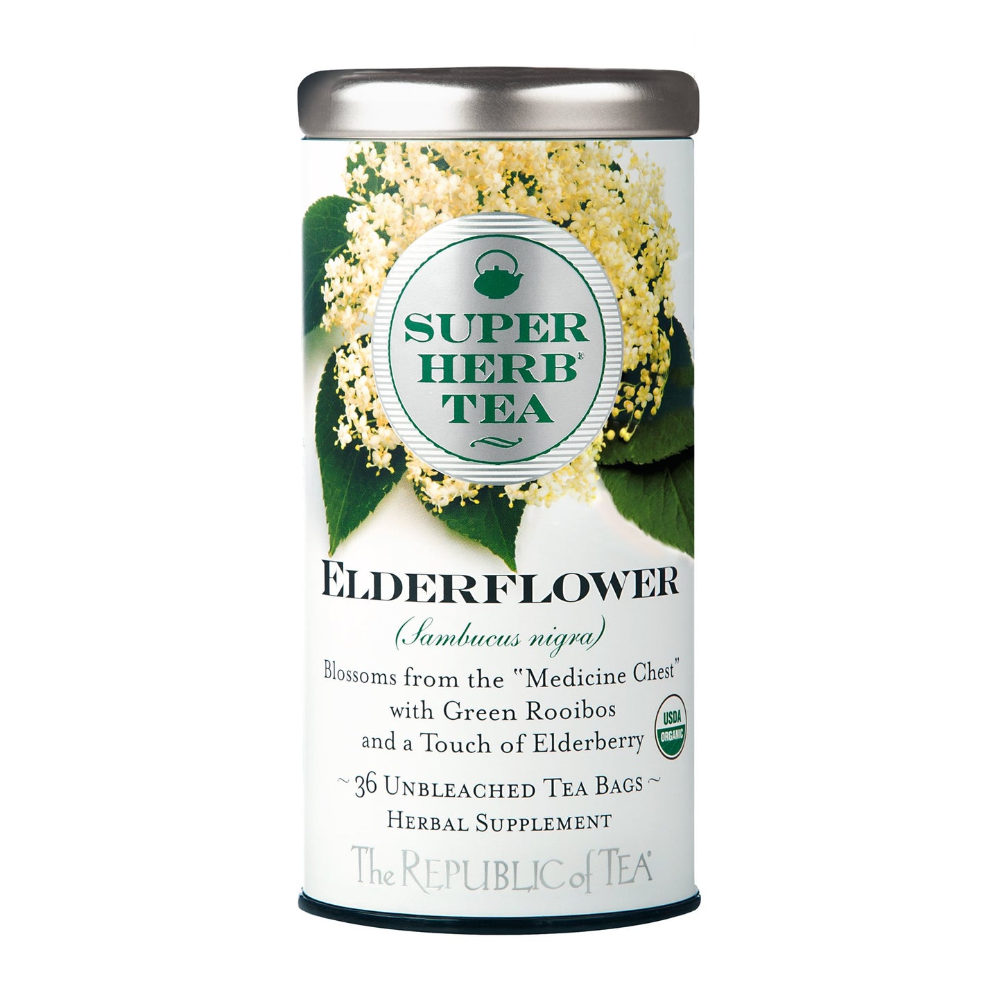 The Republic of Tea Organic Elderflower Herbal Tea, 36 Caffeine-Free Bags