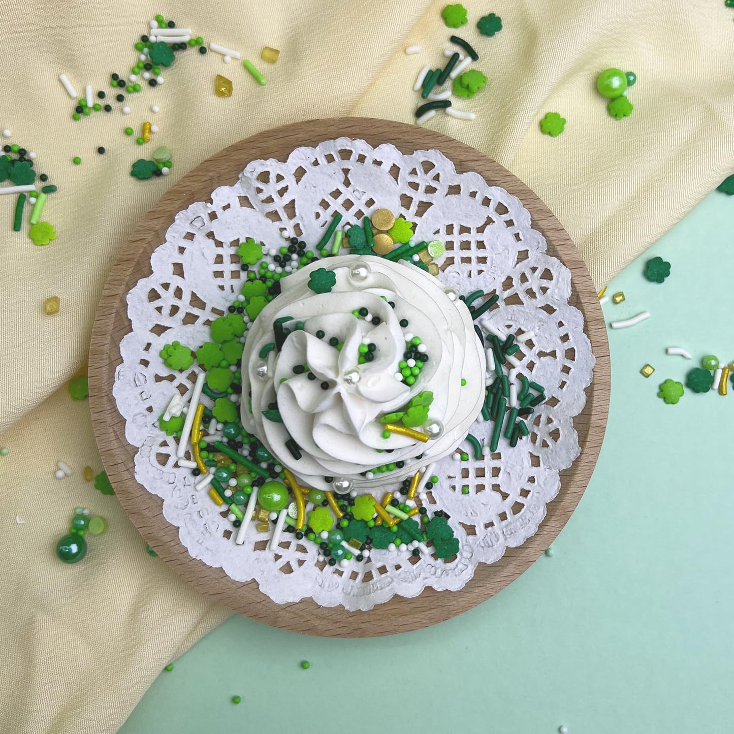 Kercky Green Sprinkles for Cake Decorating, St. Patricks Day Mix with Shamrock Jimmies for Ice Cream & Cupcakes