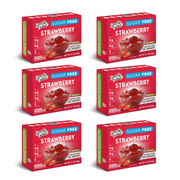 Simply Delish Plant Based Natural Strawberry Jel Dessert - 6 Pack - Zero Sugar, 0g Net Carbs, Gluten Free, Vegan, Diabetic & All