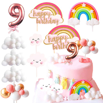 Laventy Pink On Cloud 9 Cake Decoration On Cloud 9 Birthday Cake Topper 9 Birthday Cake Decoration On Cloud 9 Party Supplies Clo