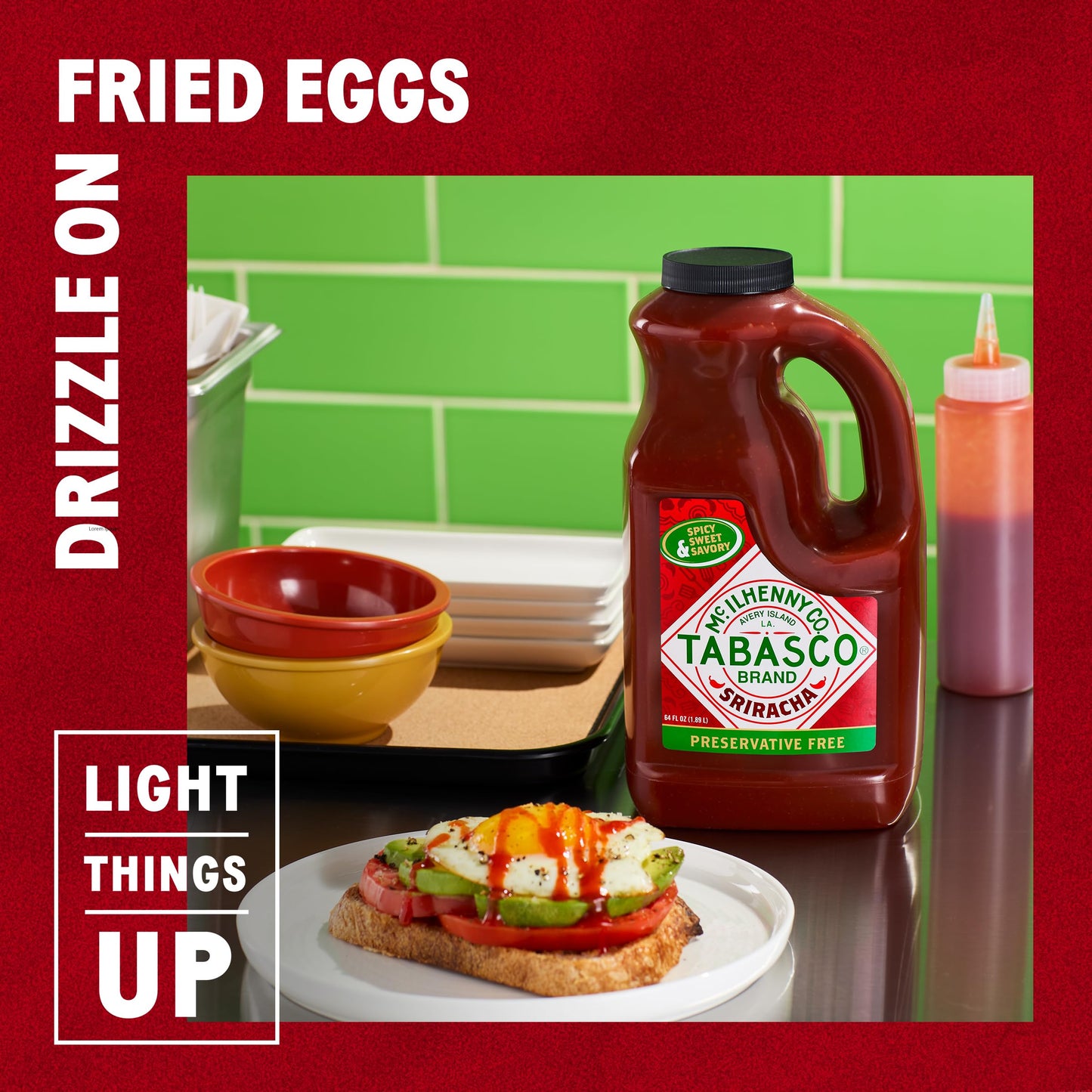 Tabasco Brand Sriracha Hot Sauce, Medium Heat, Bulk Plastic Jug, Thai-Style With Louisiana Twist, Rich & Bold, Perfect For Large
