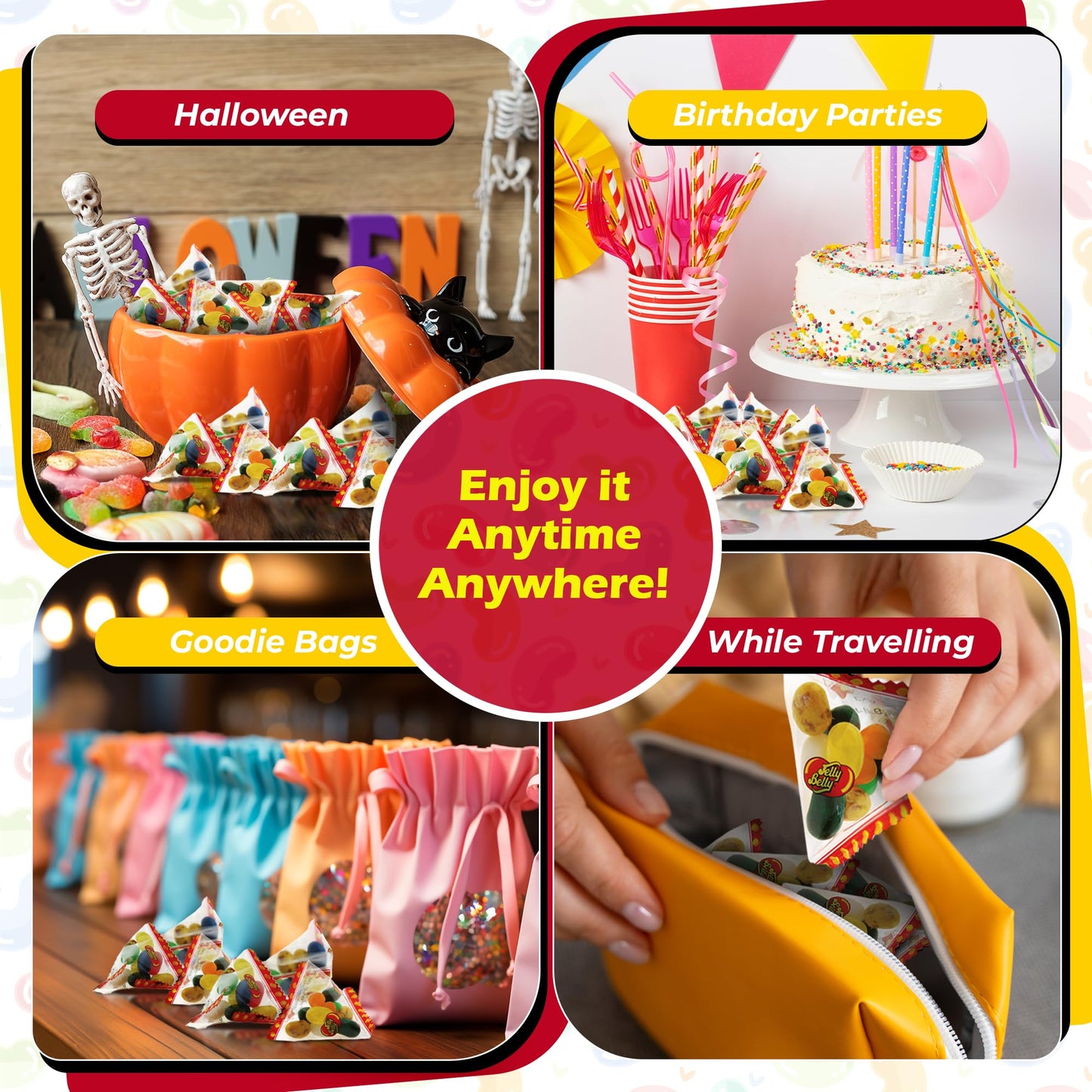 Jelly Belly Individual Pyramid Packs | 75 Pack | Mini Bags Of Assorted Jelly Beans | 75 Bags Of 0.28Oz | Assorted Flavors | Pyra