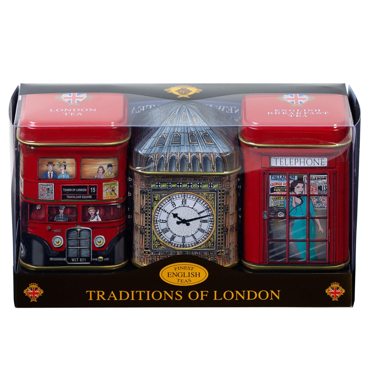 British London Sights Tea Tins With Fine English Breakfast Tea, British Souvenir, Big Ben, Uk Foods (Loose Leaves)