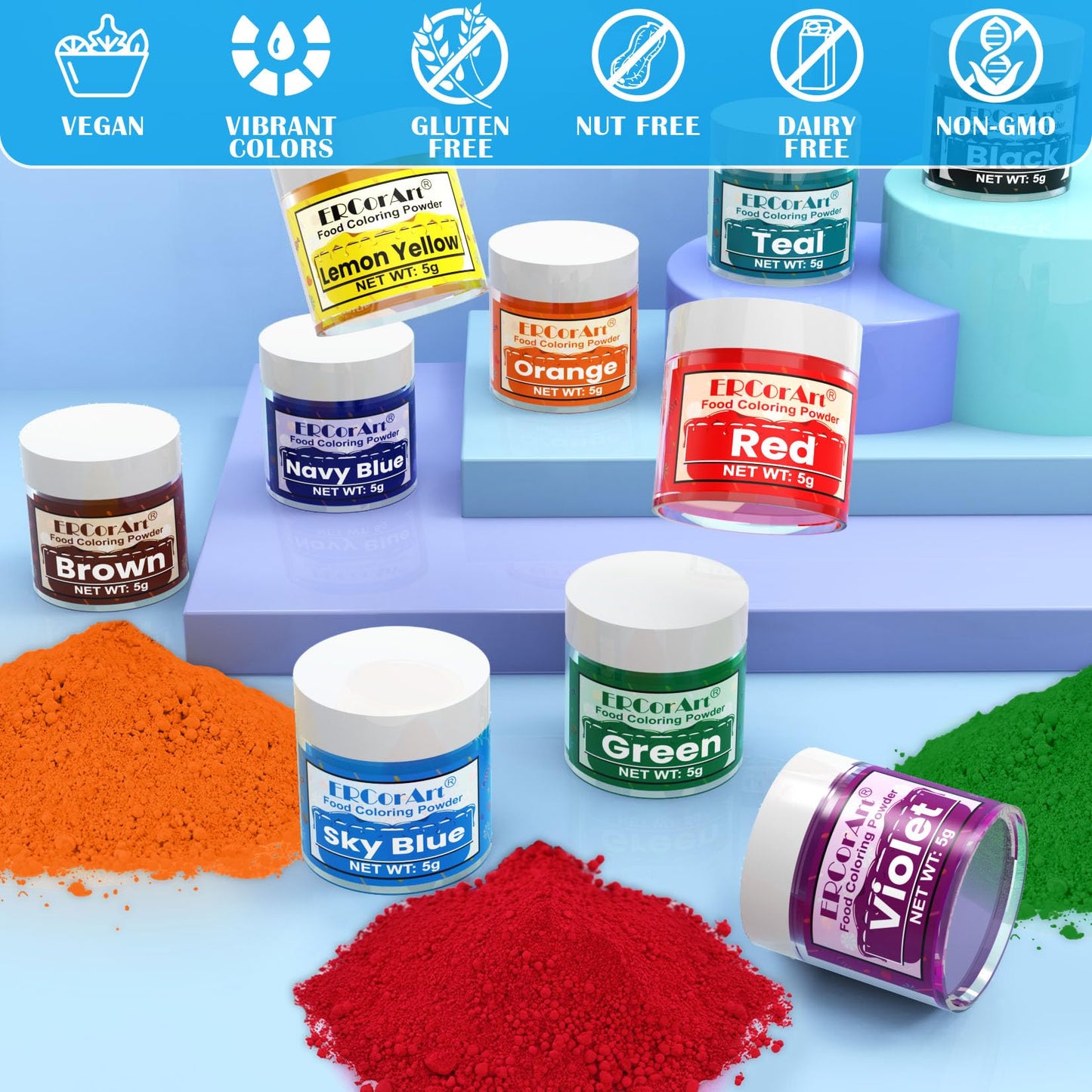 Food Coloring Powder - Ercorart 10 Vivid Colors Powder Food Dye, Highly Concentrated Flavorless Food Coloring For Baking, Frosti
