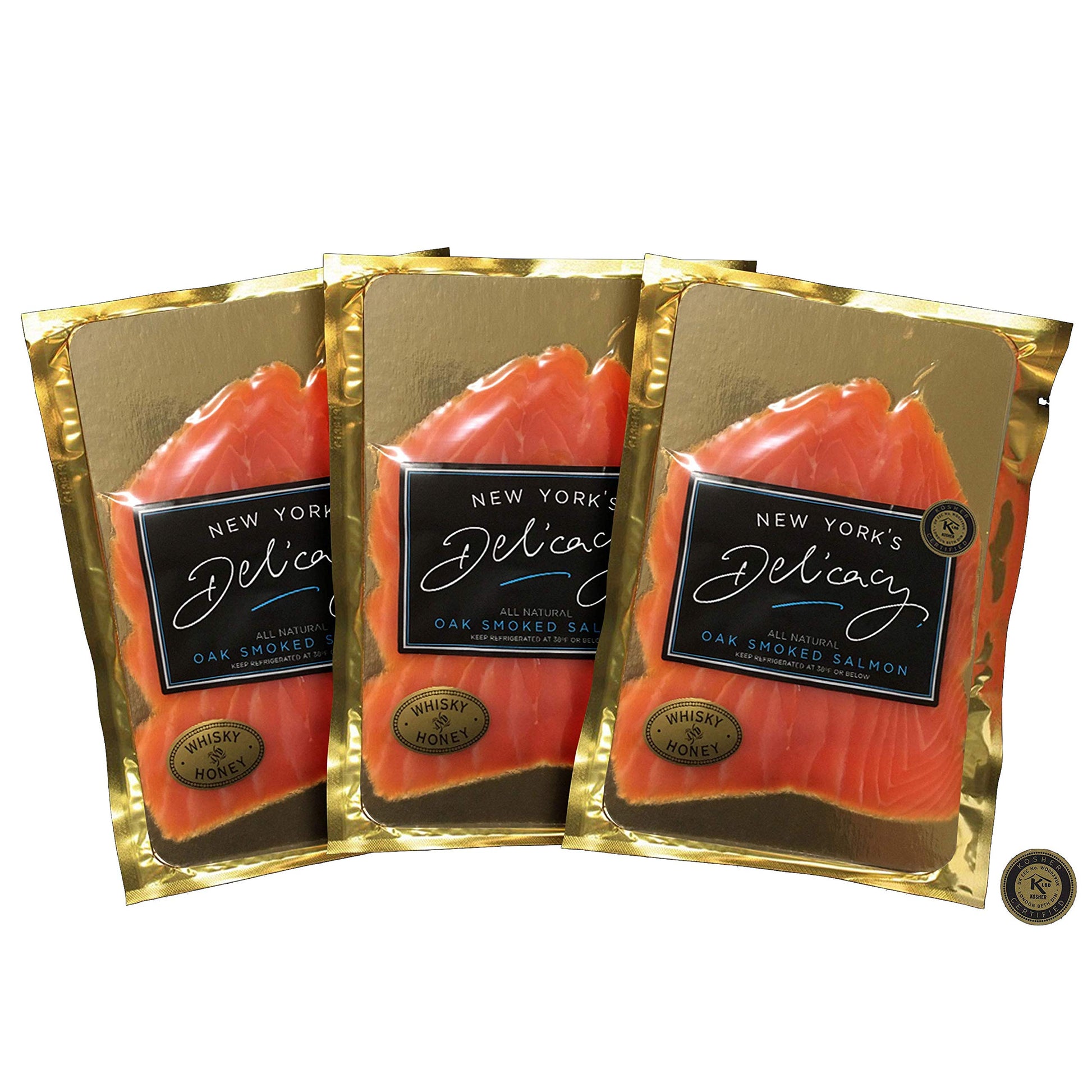 New Yorks Delicacy Smoked Salmon Nova, Pre-Sliced, Fully Trimmed, Kosher, 3 x 4 Oz. (0.75 Lb.)