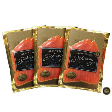 New Yorks Delicacy Smoked Salmon Nova, Pre-Sliced, Fully Trimmed, Kosher, 3 x 4 Oz. (0.75 Lb.)