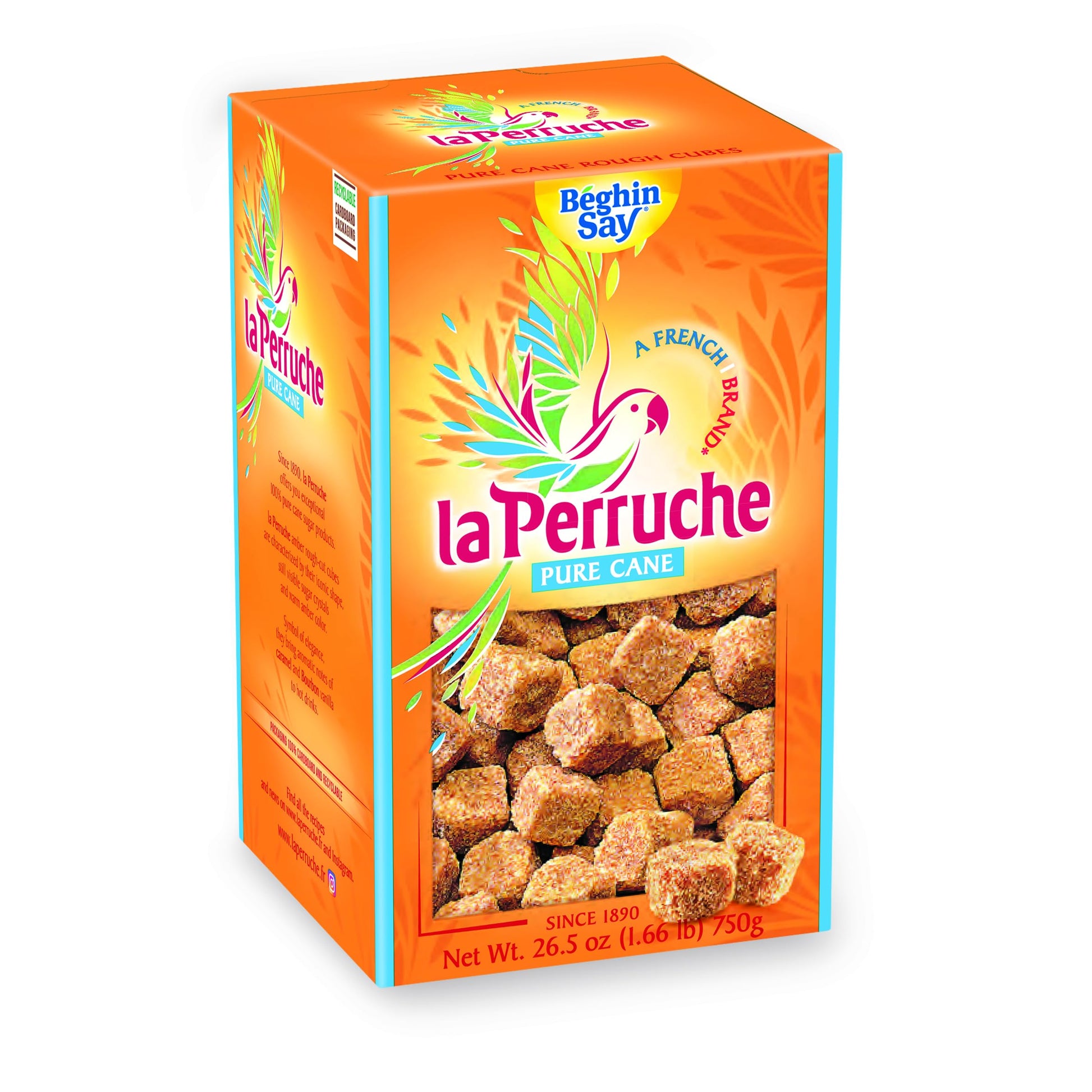 La Perruche Brown Sugar Cubes, 750g (26.5 oz) - Ideal for Coffee, Pack of 1