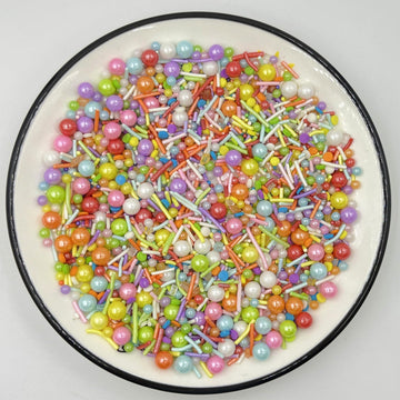Sentovac Rainbow Jimmies and Pearls Sprinkles Mix | Edible Cake Cupcake Sprinkles 1 Bottle 3.5oz/ 95g | for Wedding Party Baking