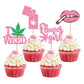 Ercadio Cupcake Toppers, 24 PCS Pink Cardstock Happy Birthday Party Supplies