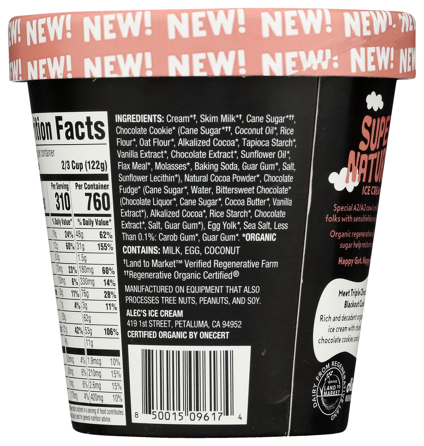 Alecs Triple Chocolate Blackout Cookie Organic Ice Cream
