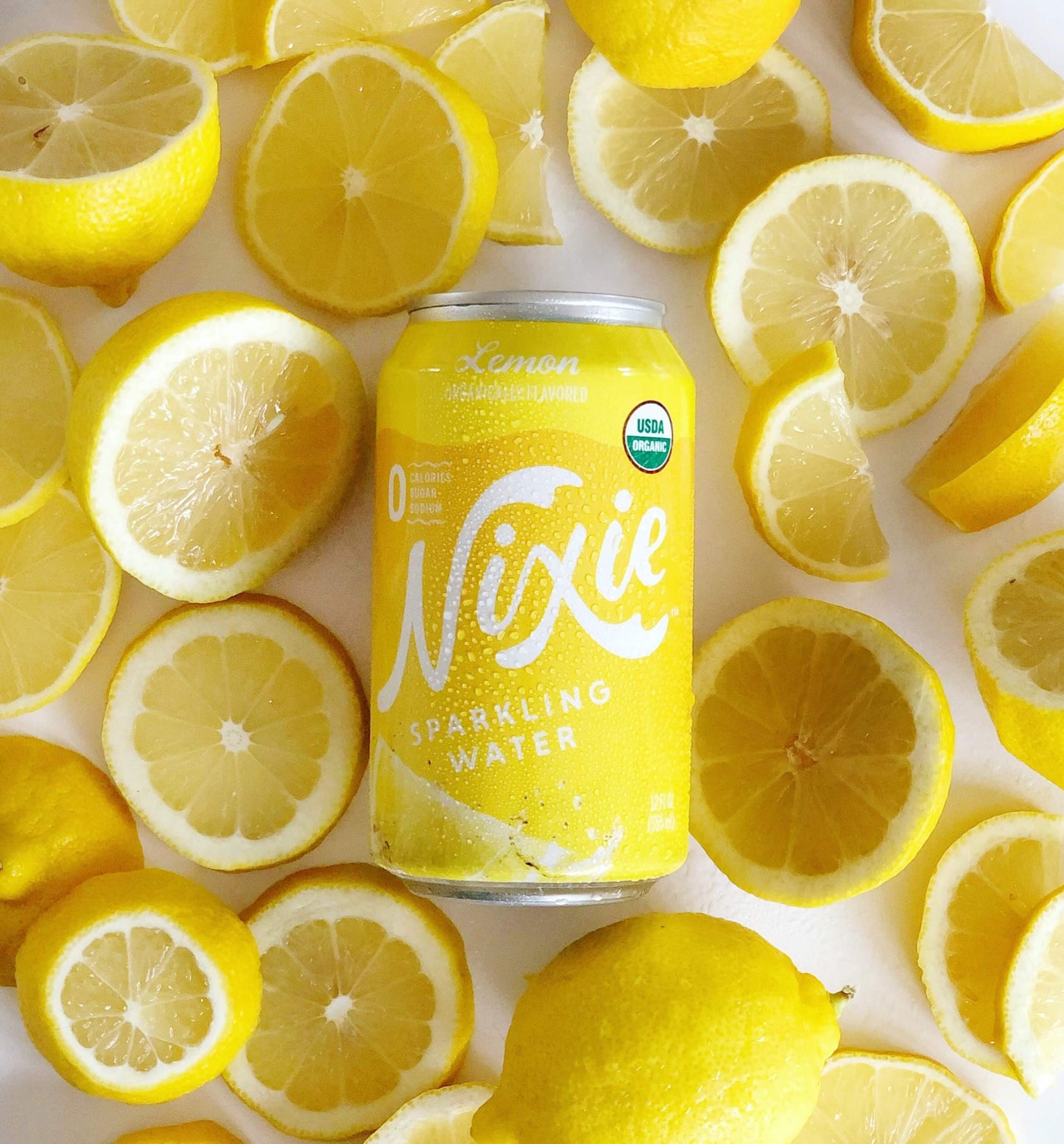 Nixie Sparkling Water, Lemon | 12 Fl Oz Cans, 24 Pack | Organic, Vegan, Non-Gmo, Gluten Free, 0 Calories, 0 Sugar, 0 Sodium