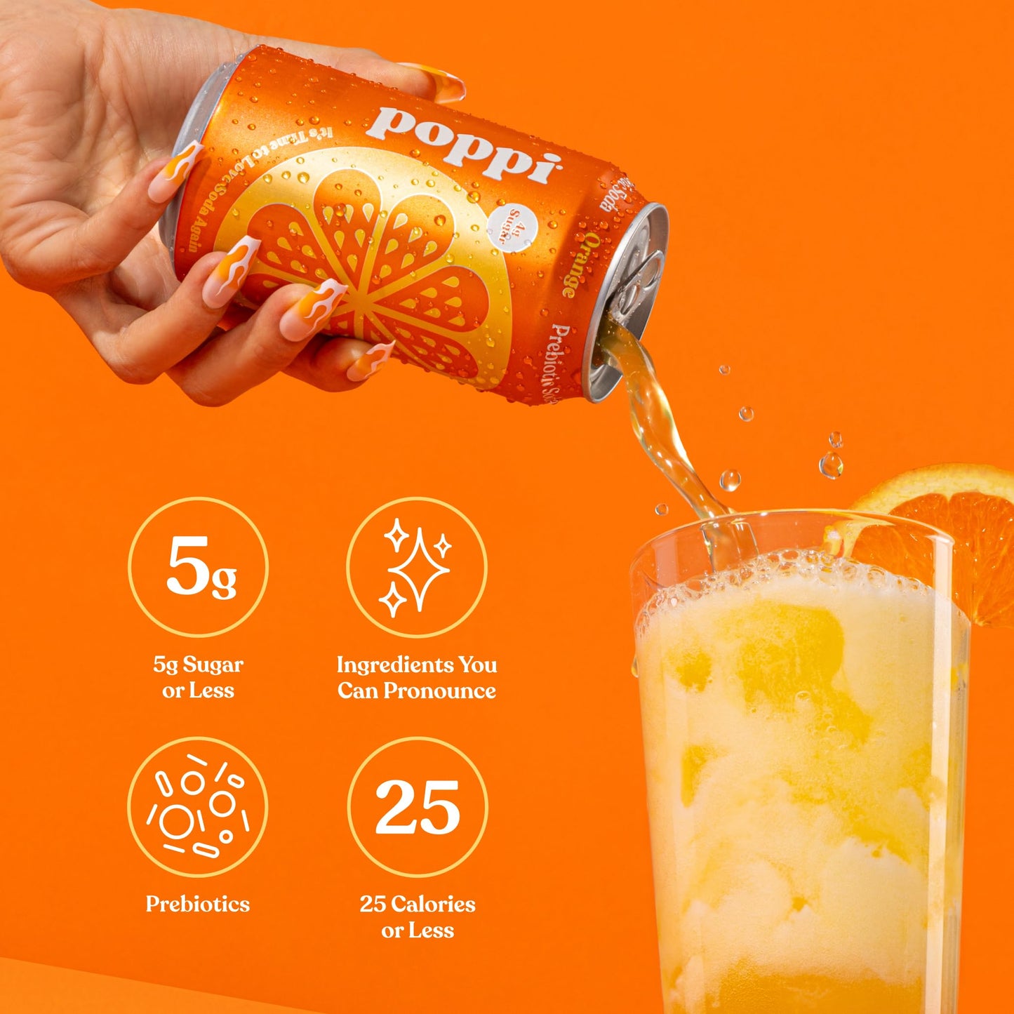 Poppi Orange Prebiotic Soda Single Can, 12 Fz