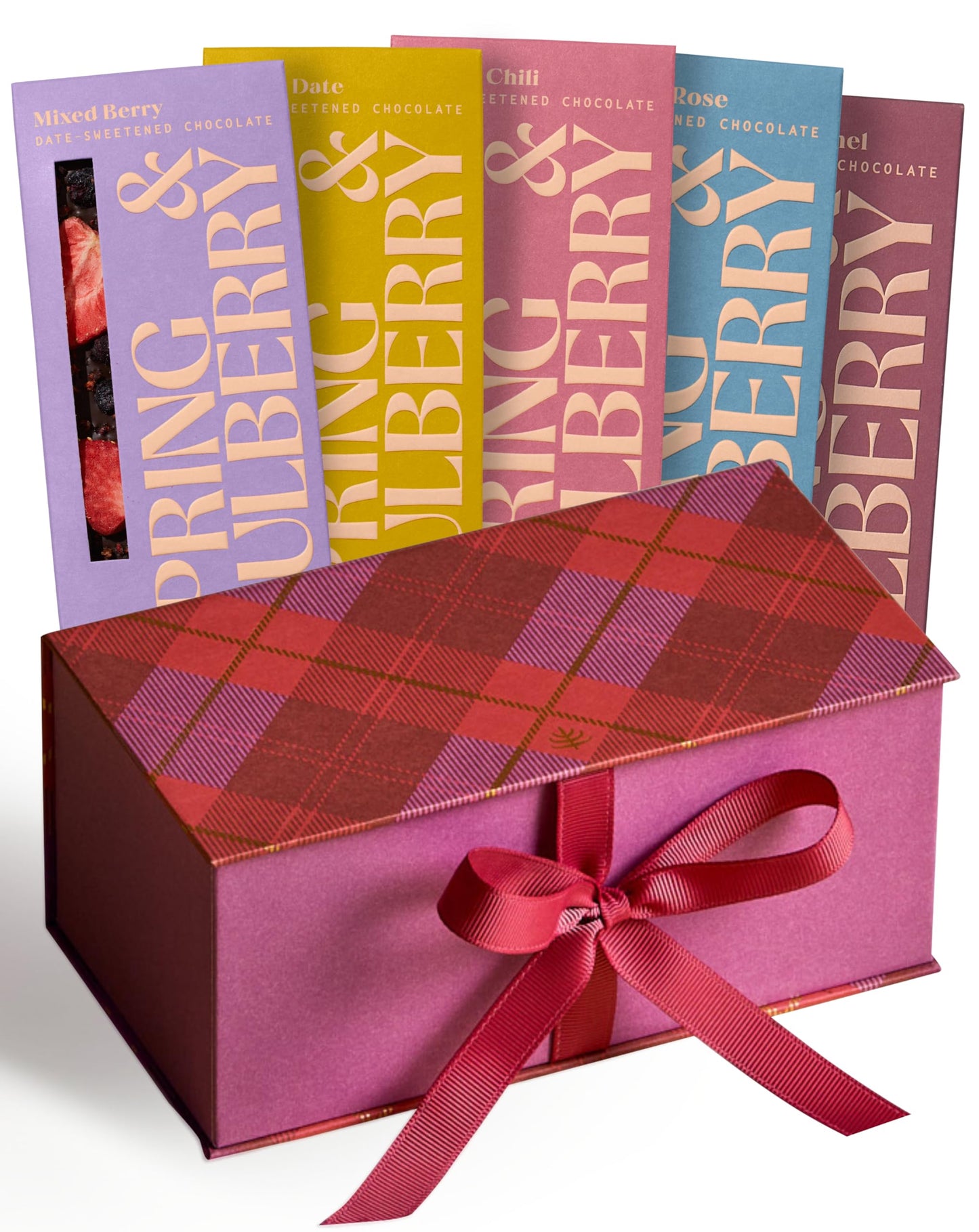 Spring & Mulberry Healthy Dark Chocolate Bars Sugar Free - Date Sweetened Chocolate Gift Box - Healthy Bars, Gluten Free & Vegan