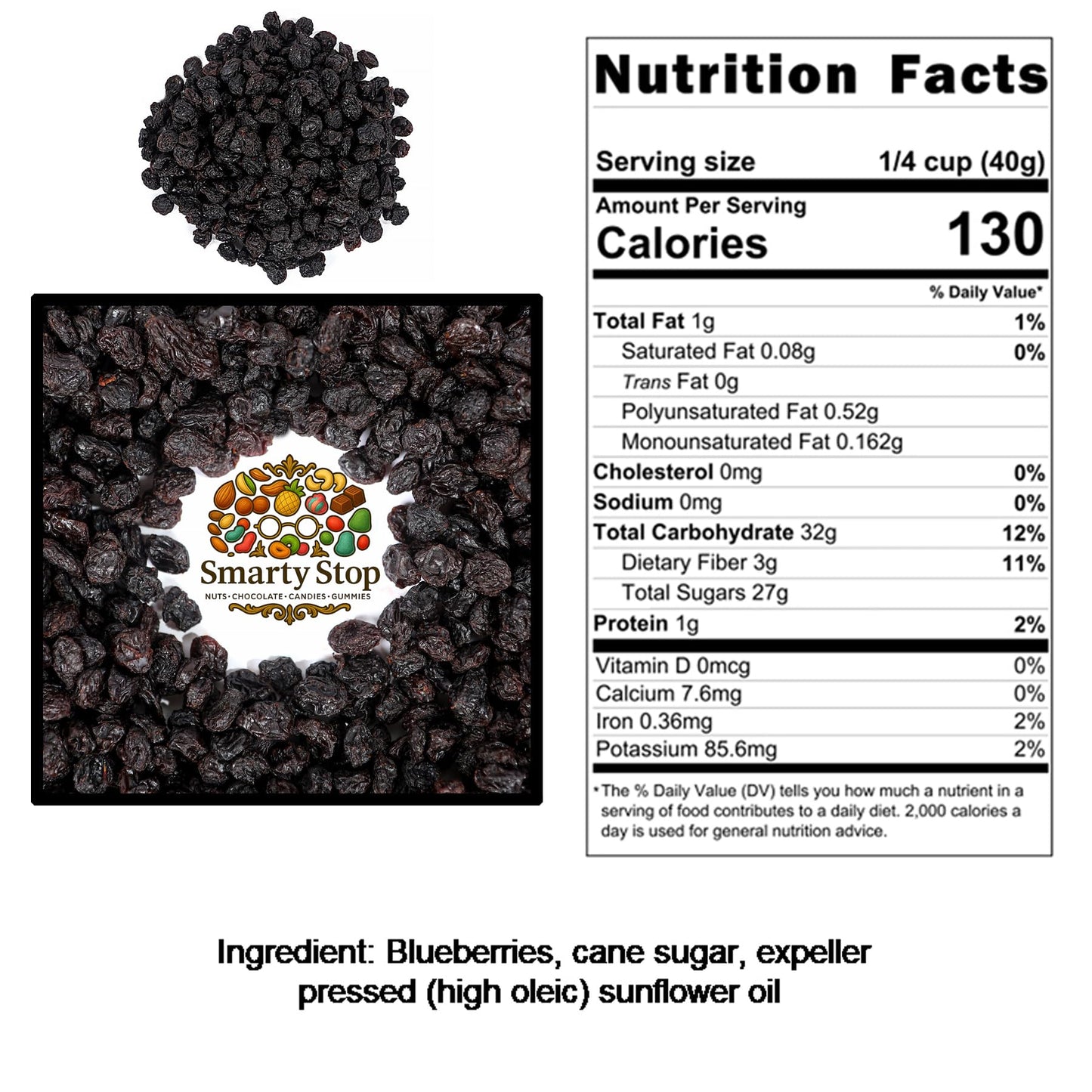 Smarty Stop Dried Blueberries (5 Pound (Pack Of 1))