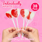 4E'S Novelty 38 Pack Heart Shaped Lollipops, Strawberry And Cream Flavored, Individually Wrapped Valentines Suckers For Kids Adu