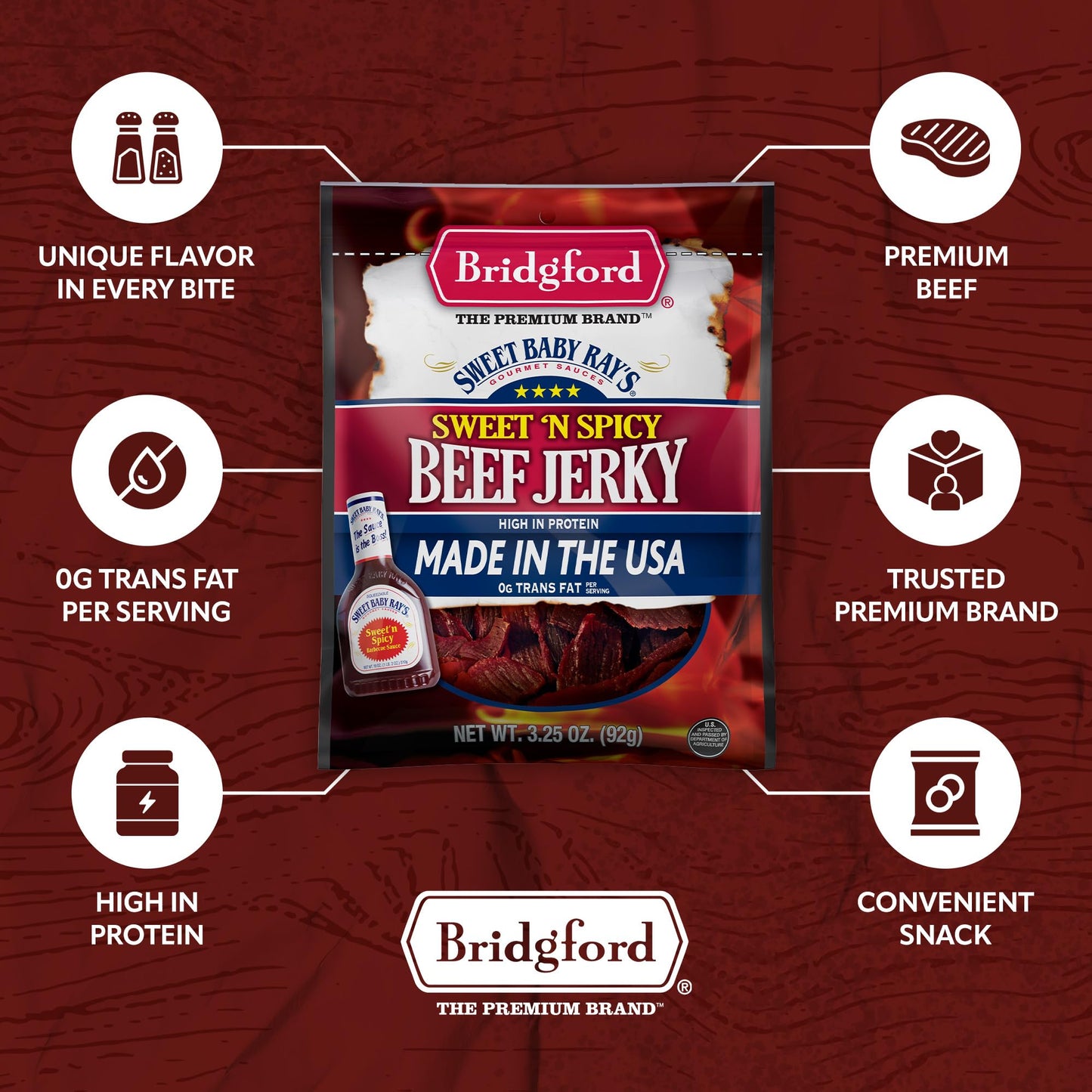 Bridgford Sweet Baby Rays Beef Jerky Original 3.25 Oz Pack Of 2 - Healthy High Protein Beef Jerky For Your Dietary Preferences -