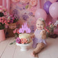 EONNCNT Castle Cake Topper - Purple Glitter Cardboard Birthday Decoration, 6.3x8.7