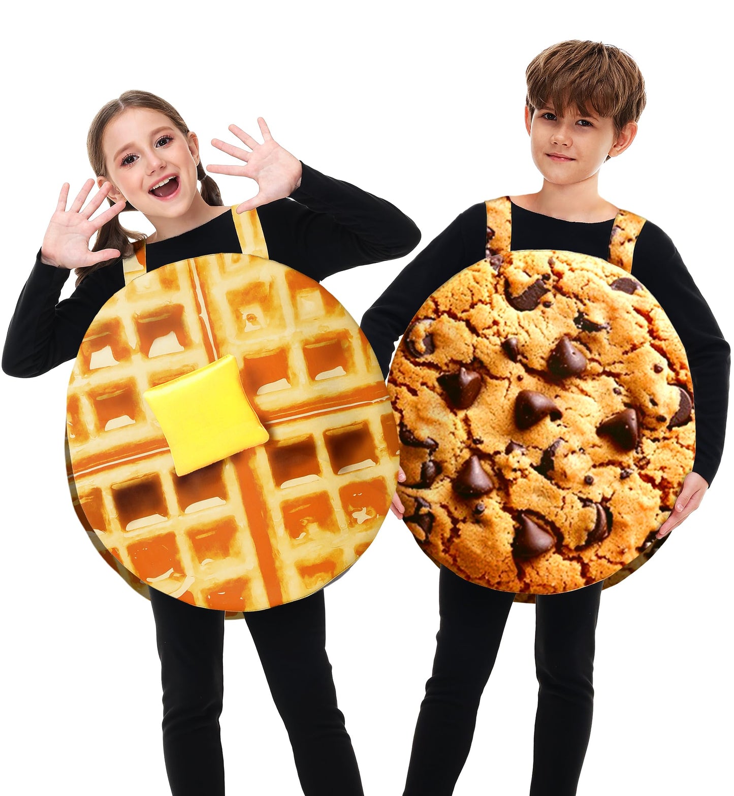 AOBUTE Girls Halloween Cookie Costume 3D Printed Set, Medium, Cookie Color, 8-10 Years, Fancy Dessert Role Play Outfit