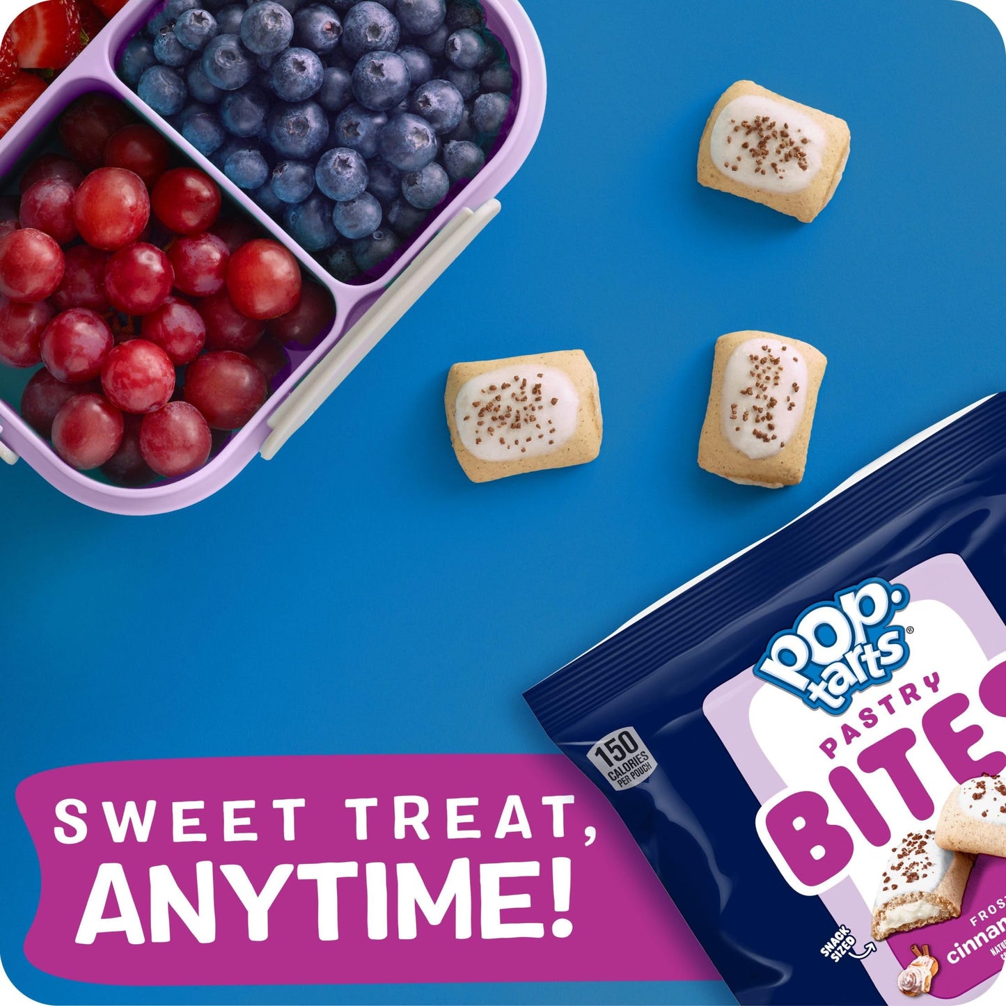 Pop-Tarts Bites Baked Pastry Bites, Kids Snacks, School Lunch, Frosted Cinnamon Roll (5 Boxes, 25 Pouches)