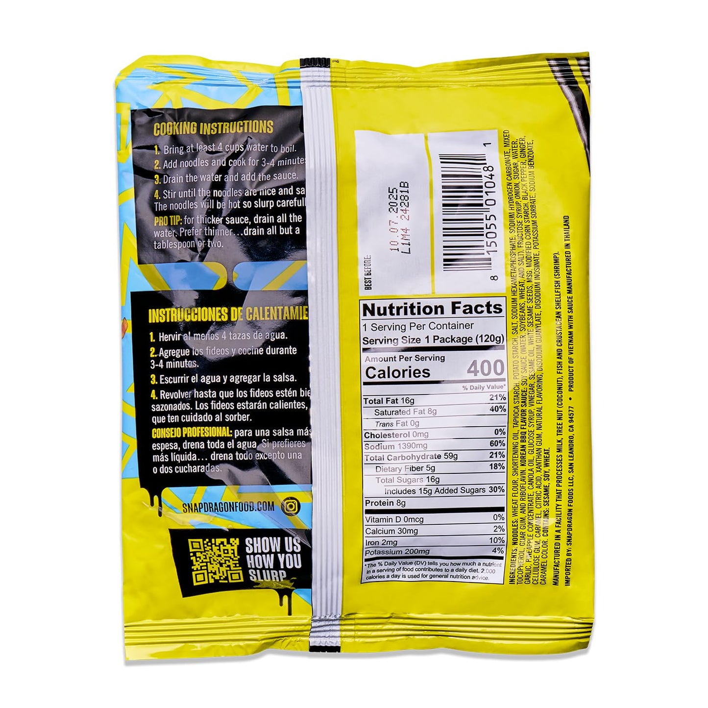 Snapdragon Korean Bbq Saucy Noodles, 4-Pack, Authentic Instant Noodles With Tangy, Sweet, & Savory Asian Bbq Sauce.
