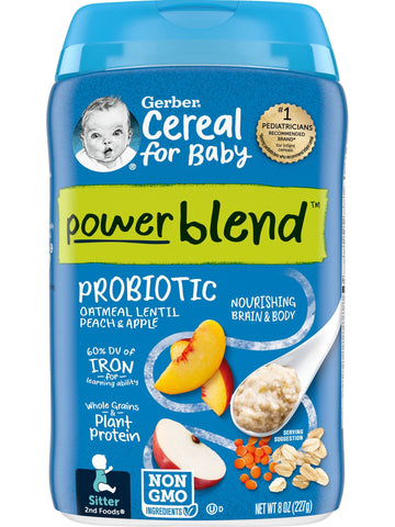 Gerber Baby Cereal Probiotic Oatmeal & Peach Apple Baby Cereal Canister, 8 Oz