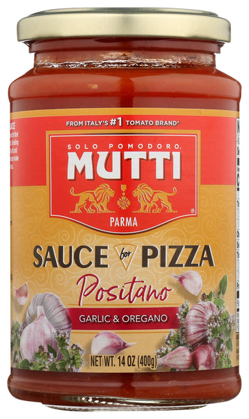 Mutti Positano Sauce For Pizza With Garlic & Oregano, 14 Oz. | Italy’S #1 Brand Of Tomatoes | Pack Of 6 | Tomato Sauce For Pizza | Vegan Friendly & Gluten Free | No Additives Or Preservatives