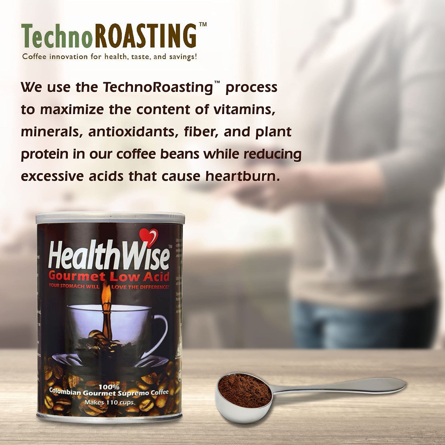 Healthwise Low Acid Ground Coffee | Colombian Arabica | Healthier Coffee For Sensitive Stomachs - Acid Reflux, Heartburn, Gastro Issues | 12 Oz - 340 Gm (9)