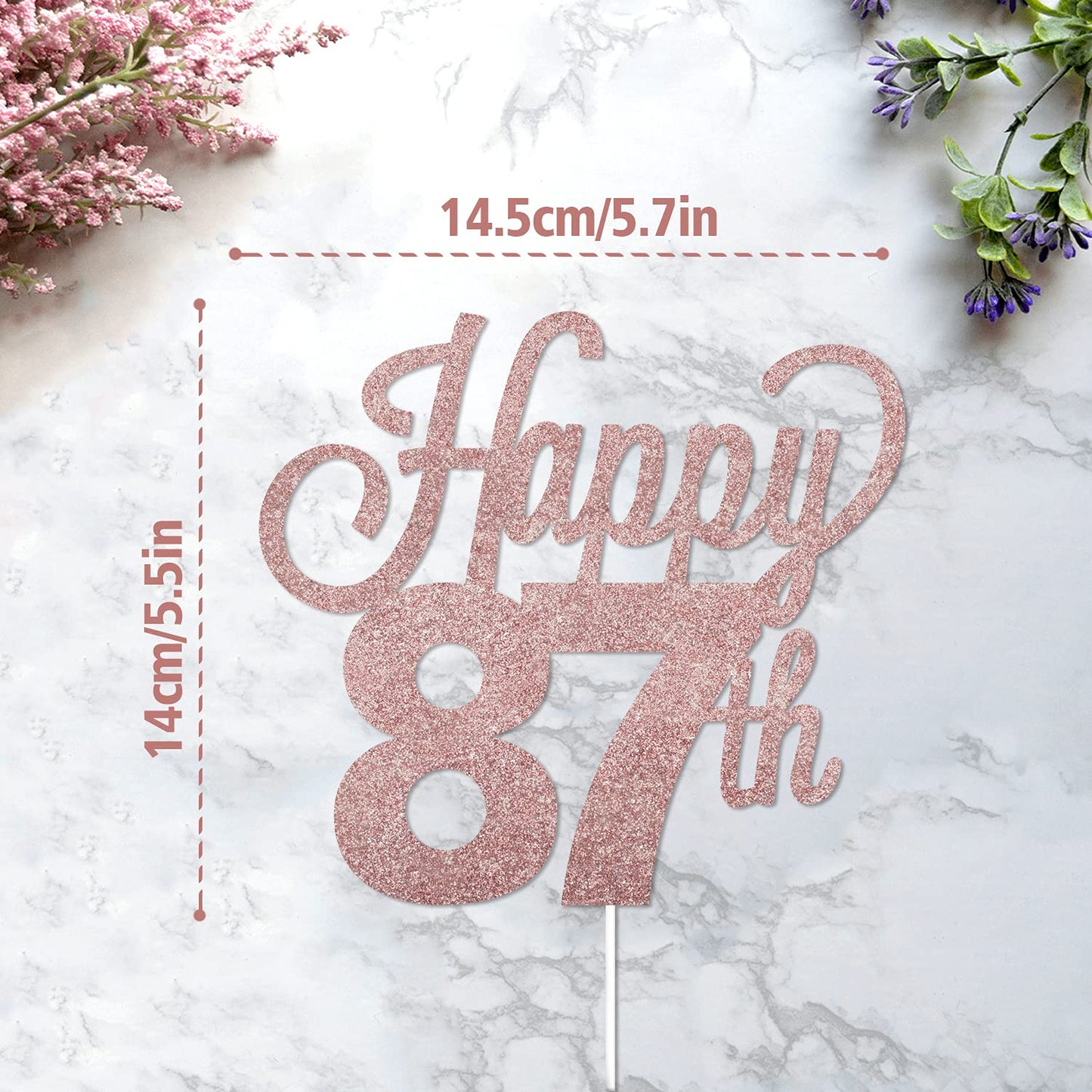 Lingteer Happy 87Th Birthday Cake Topper - Cheers To 87Th Birthday 87 Years Old Birthday Party Cake Decorations Sign.